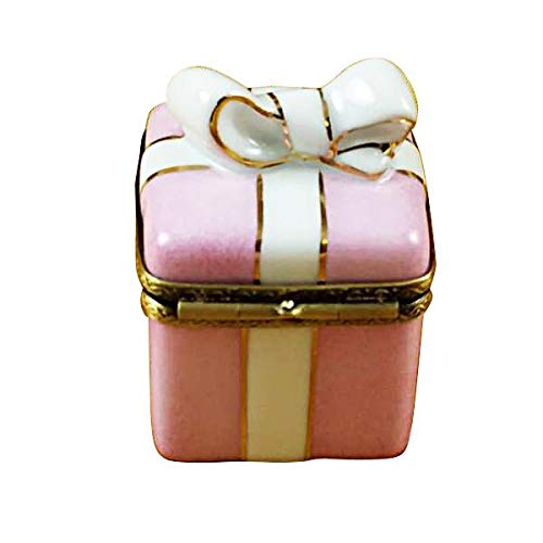 Authentic Limoges Porcelain Figurine from France - Pink Gift Box with Gold Ribbon | Elegant Collectible, Home Decor & Luxury Gift Idea for Weddings, Anniversaries & Special Occasions