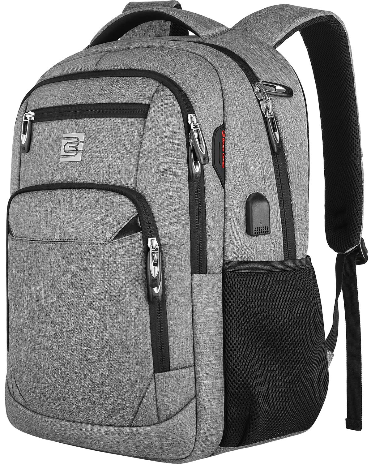 Laptop Backpack for Business Travel - Anti-Theft Slim Durable USB Charging Port Water Resistant College Computer Bag for Women & Men Fits 15.6 Inch Laptop & Notebook - Grey - Ideal for Commuting, Work & School