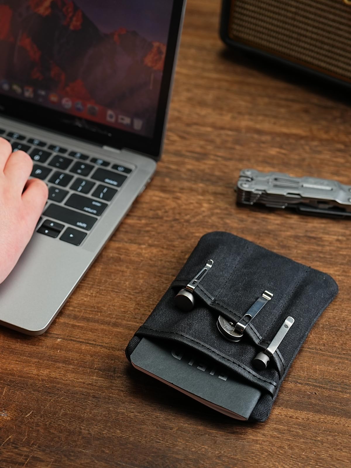 Sayram SP4 EDC Pouch - Waxed Canvas Compact Organizer Bag with Zipper Pocket for Men - Perfect for Coins, Notebook, Flashlight - Ideal for Everyday Carry, Travel & Outdoor Adventures