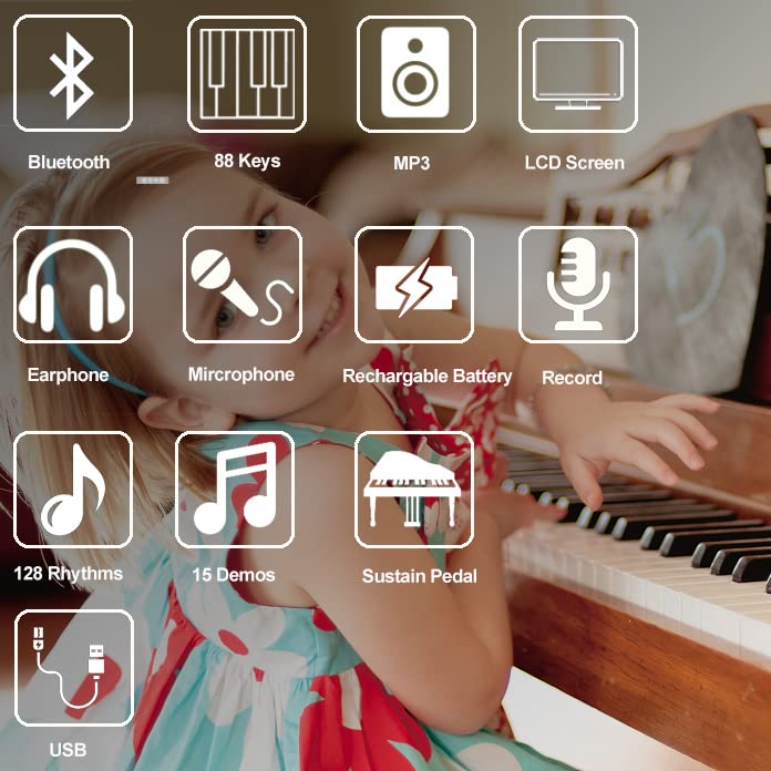 Portable Roll Up 88-Key Digital Piano Keyboard with LCD Display | Rechargeable 2000mAh Battery | Electric Hand Roll Piano for Beginners & Professionals | Perfect Christmas Gift for Music Lovers | Great for Home Practice, Travel & Live Performances