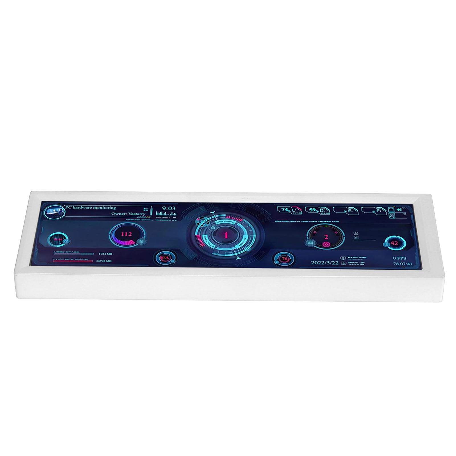 Jectse 8.8 Inch PC Temperature Monitor with Plug & Play - Customizable 1920x480 Resolution CPU Hardware Display for Computer (White) | Perfect for Gaming Rigs, Workstations & PC Builds