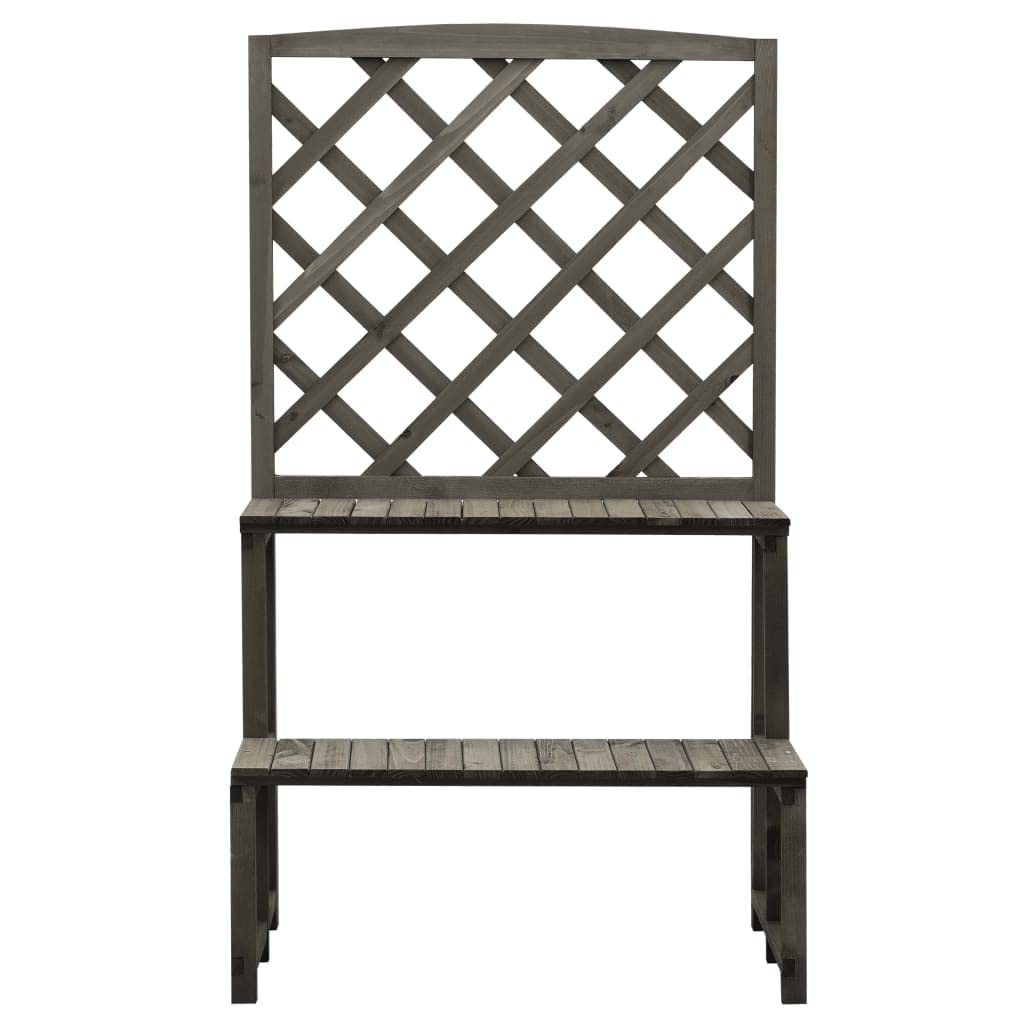 27.6'' Tall Gray Firwood Plant Stand with Trellis - Indoor Outdoor Flower Pot Shelf for Living Room, Balcony, Bedroom & Patio - Fast Shipping