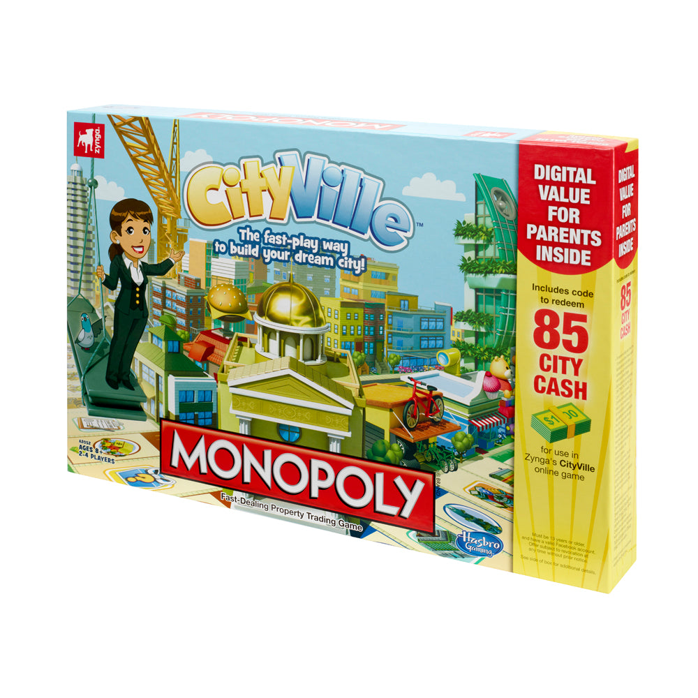 Hasbro CityVille Monopoly Urban Development Board Game - Family Strategy Game for City Building & Property Trading Fun