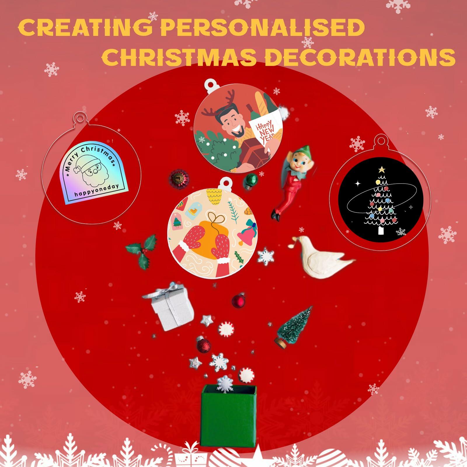 40PCS Christmas Acrylic Ornament Blanks - 3x4mm Thick White Round Decorations for DIY Holiday Crafts, Tree Decor, and Festive Home Decorating