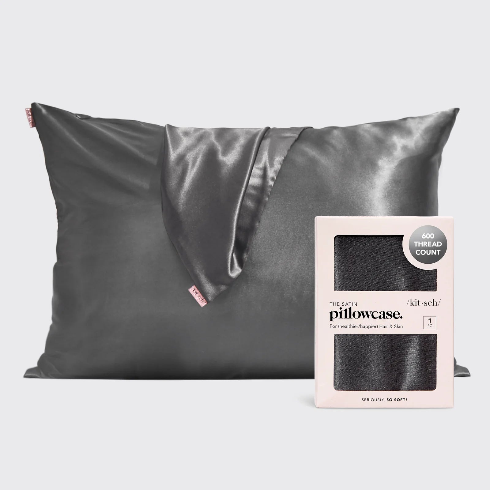 Kitsch Standard Satin Pillowcase for Hair & Skin - Soft Cooling Pillow Cover for Women & Men - Perfect for Beauty Sleep, Curly Hair Protection & Nighttime Skincare Routine