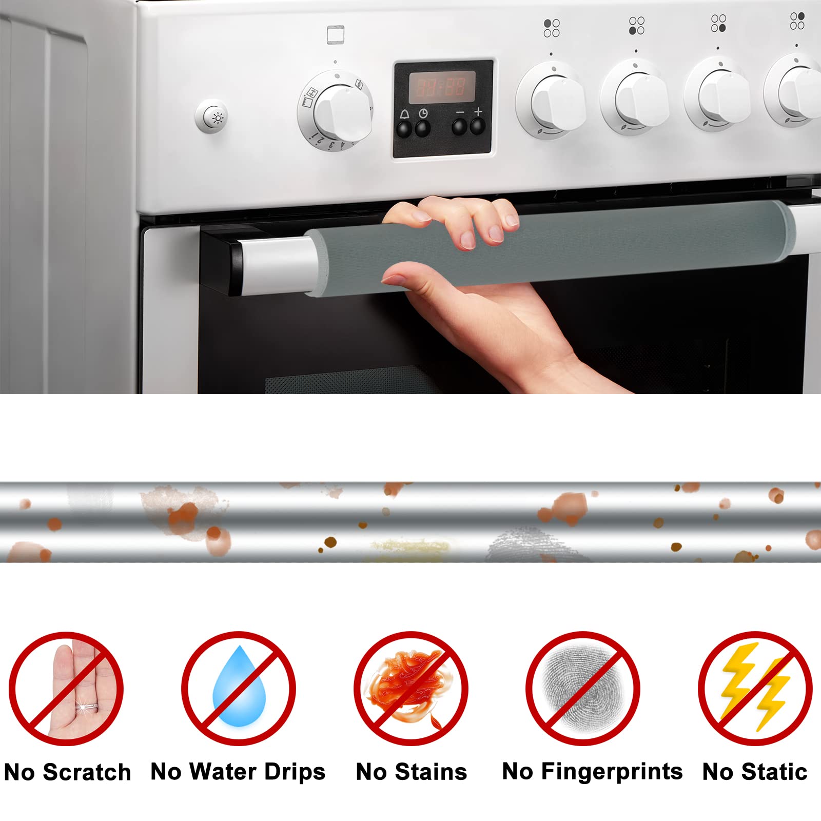 6-Pack Washable Refrigerator Door Handle Covers - Non-Slip Kitchen Appliance Protectors for Fridge, Oven, Microwave & Dishwasher - Fingerprint & Stain Resistant (Deep Gray) - Perfect for Modern Kitchens & Home Decor