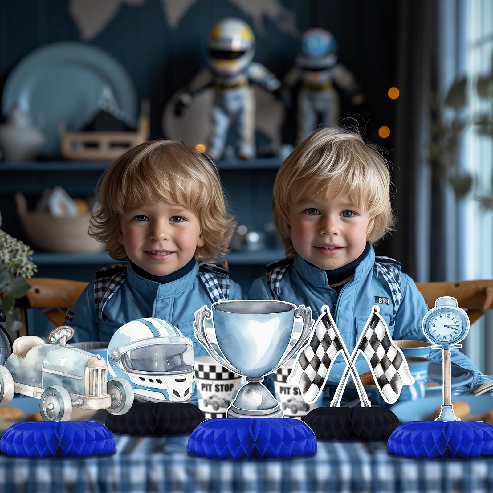 Race Car Party Decorations Set - Honeycomb Centerpieces for Racing Birthday Party, Kids Table Decor - Perfect for Race Car Themed Birthday, Baby Shower & NASCAR Events