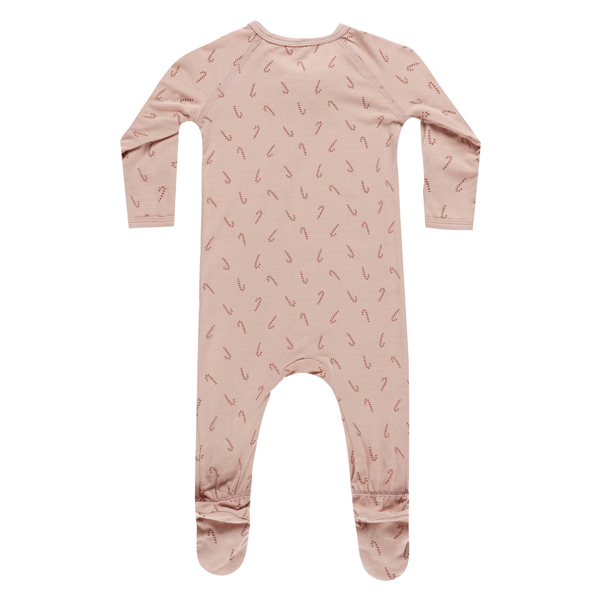 Bamboo Zip Footie Pajamas for Baby - Candy Cane & Blush Striped Pattern - Soft Organic Sleepwear for Infants & Toddlers - Perfect for Christmas Gifts, Newborn Photo Shoots & Cozy Winter Nights