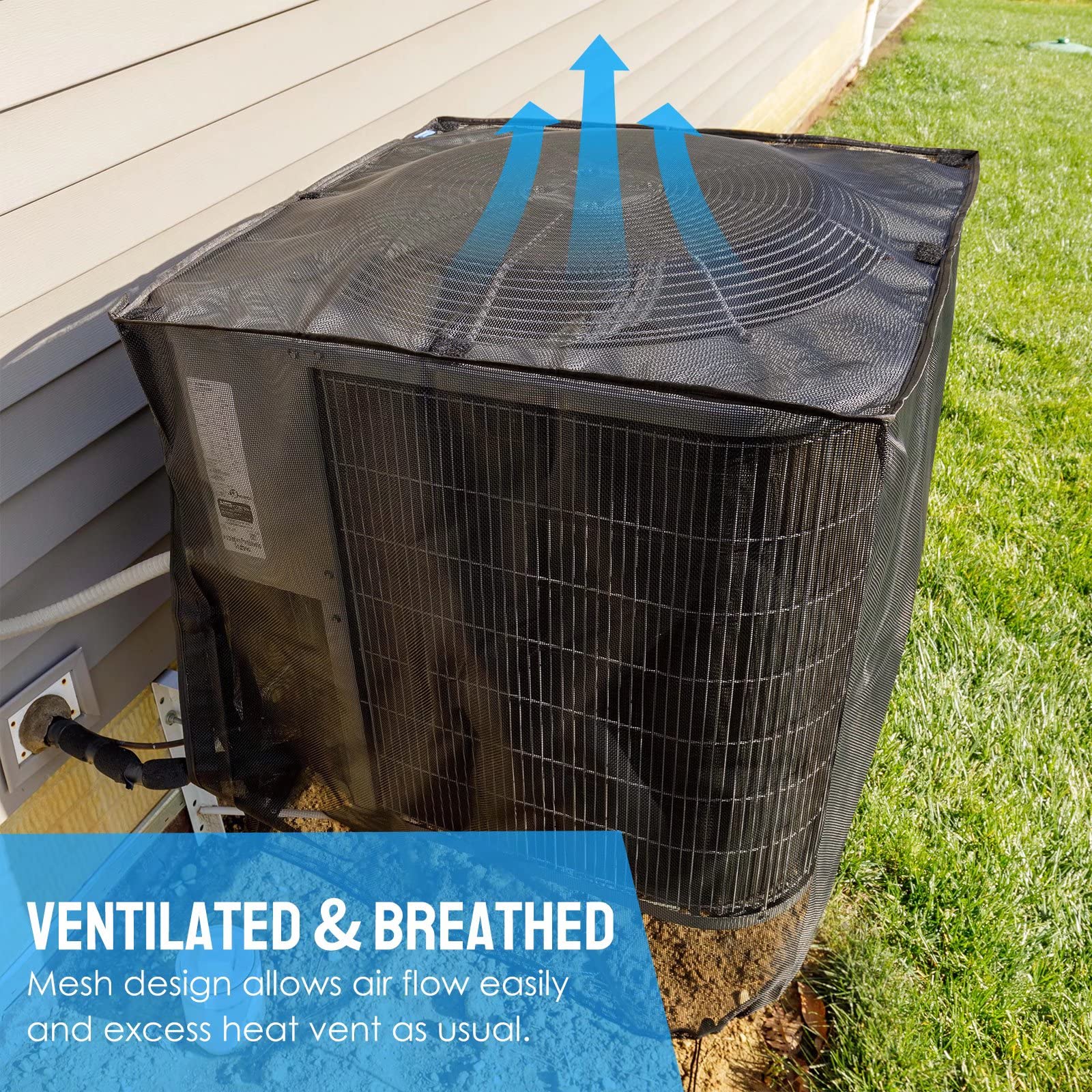 Breathable All-Season Air Conditioner Cover with Detachable Waterproof Top - 28 x 28 x 32 Inch Full Mesh AC Unit Protector for Leaves, Weeds, Cottonwood & Debris - Perfect for Outdoor Central AC Protection in Winter & Summer