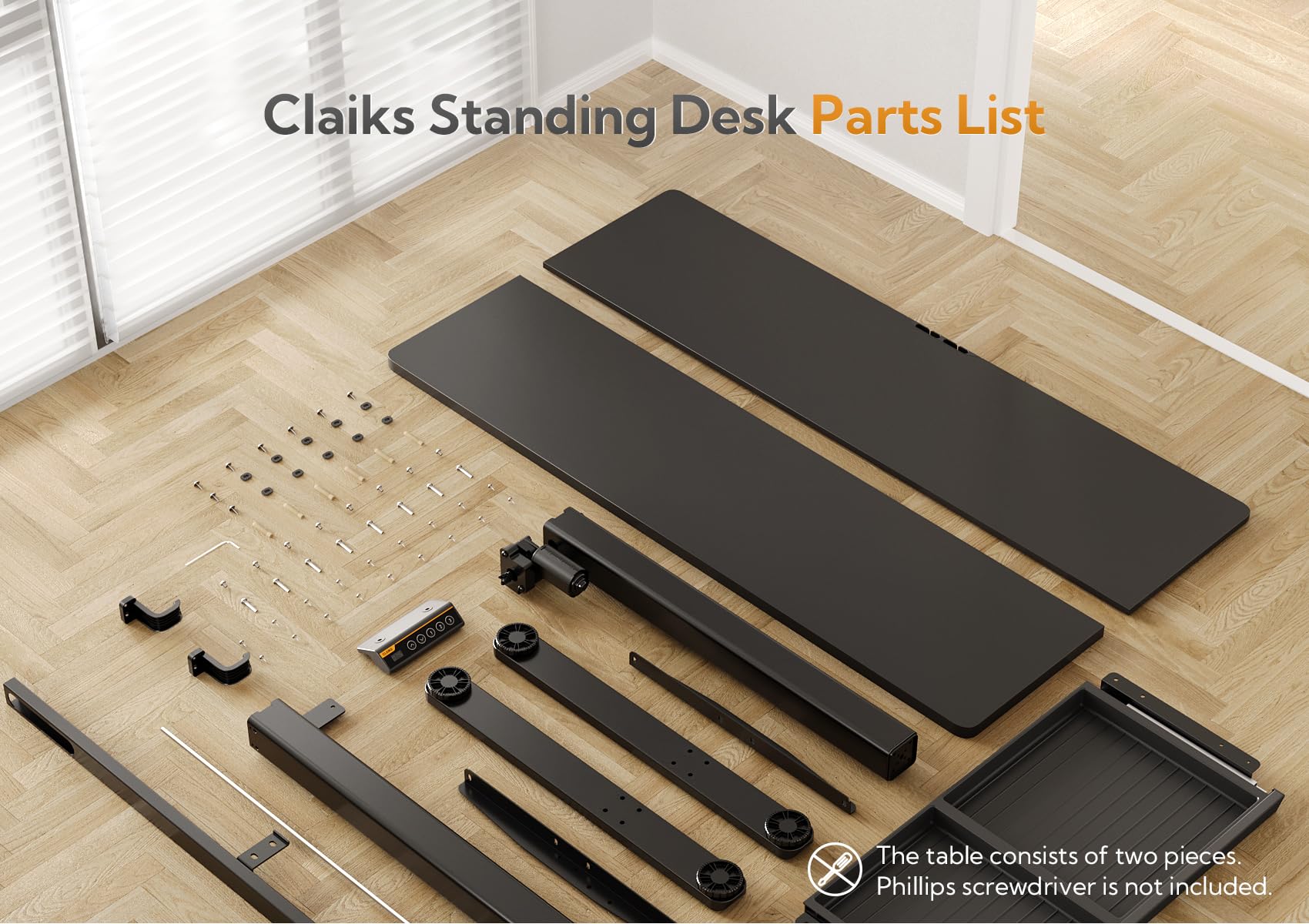 Claiks 48 Inch Electric Standing Desk with Drawers - Adjustable Height Sit Stand Workstation for Home Office, Black | Ergonomic Computer Desk for Remote Work & Gaming Setup