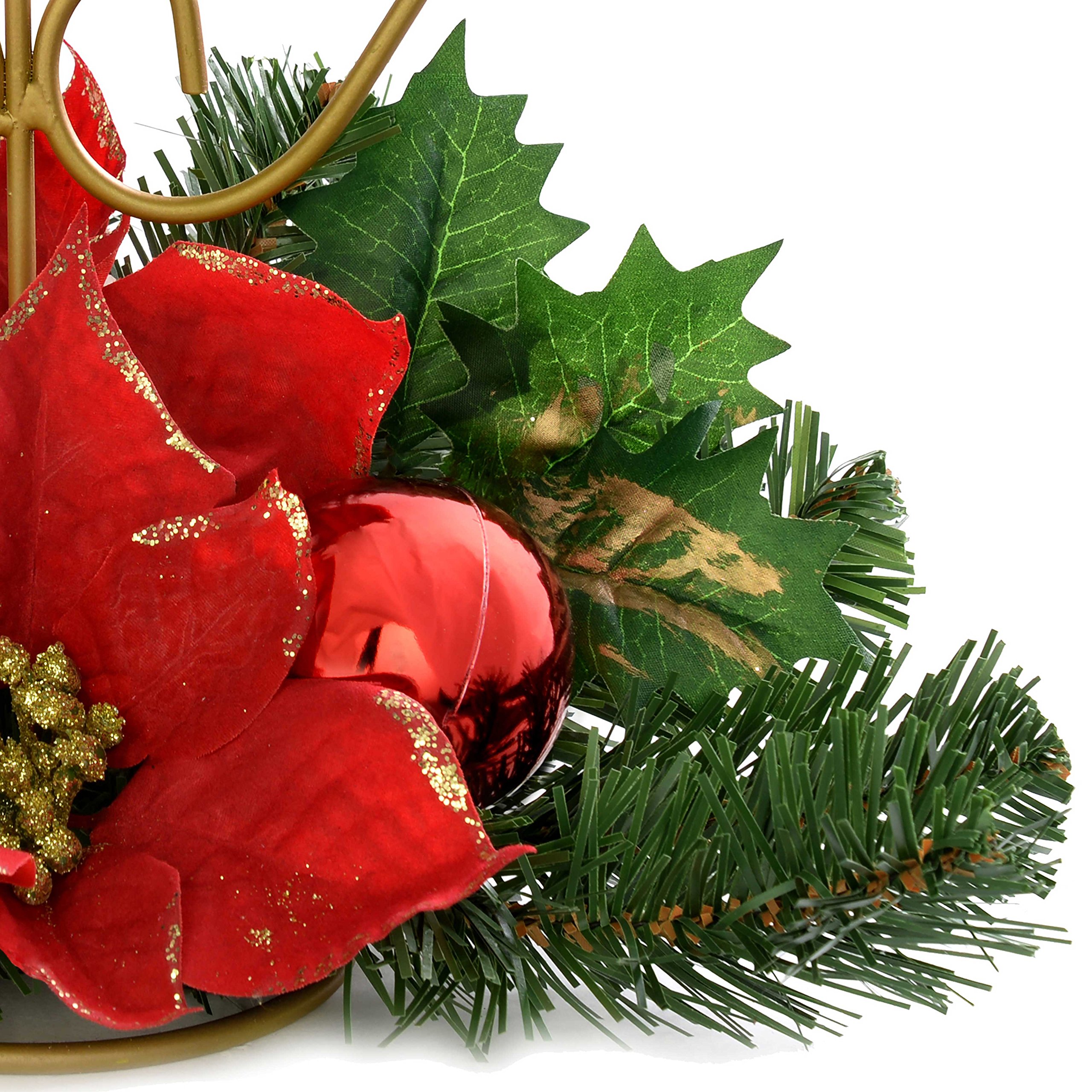 Elegant Triple Tape Candle Holder Table - 22cm Red & Gold Decor for Dining Table, Wedding Centerpiece, Home Decor