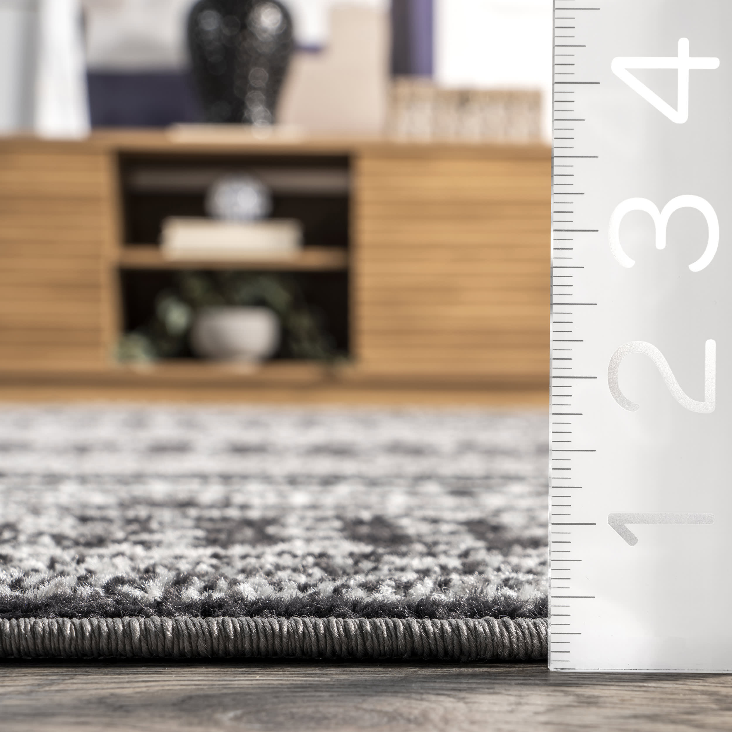 Stylish Banded Abacus and Stripes Area Rug in Dark Grey - Perfect for Living Room, Bedroom, or Office Decor
