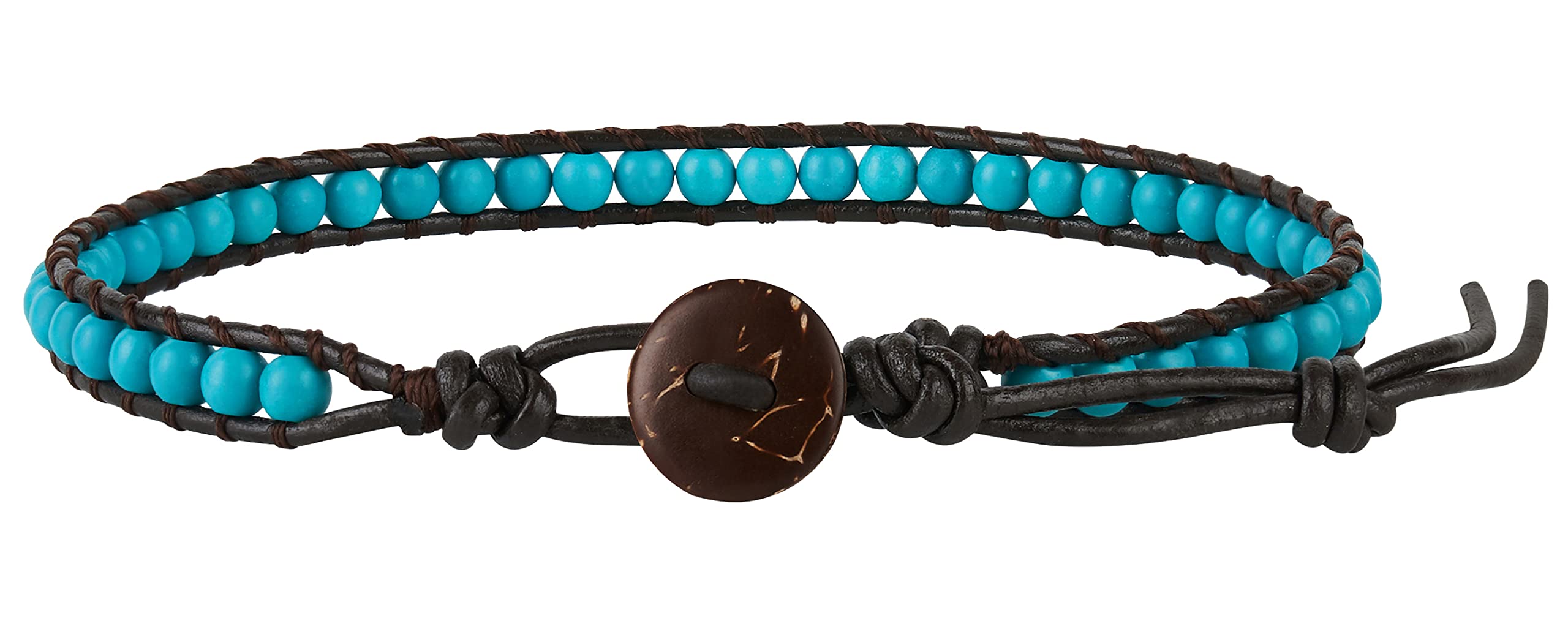 Handmade Turquoise Bead Anklet Bracelet - 10 Inch Bohemian Leather Cord Anklet for Men & Women | Hippie Unisex Jewelry Gift for Beach, Festival & Everyday Wear