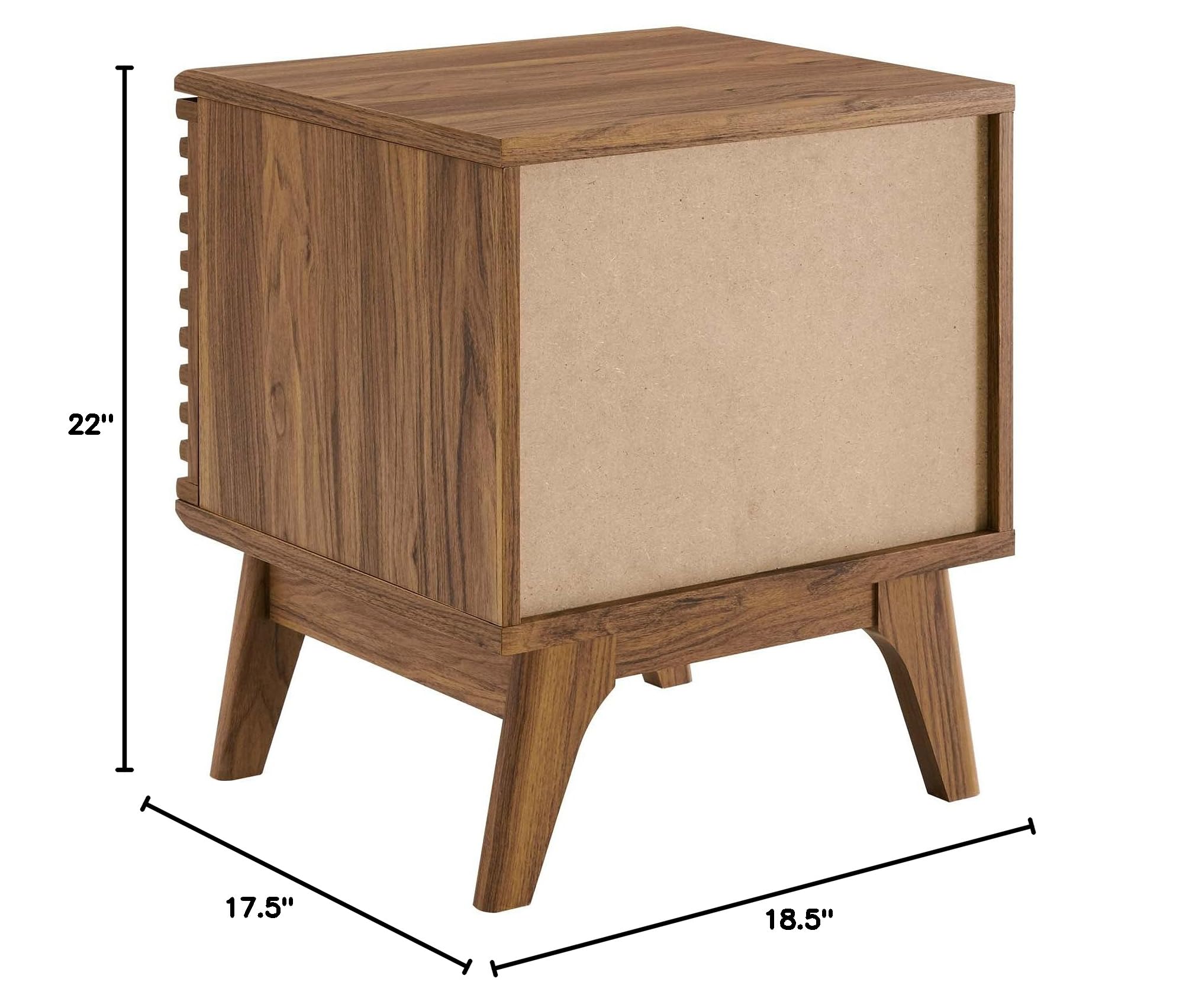 Modern Brown Walnut Wood Sofa Side Table Display Stand - Contemporary End Table for Living Room, Lounge, Hotel & Hospitality Decor