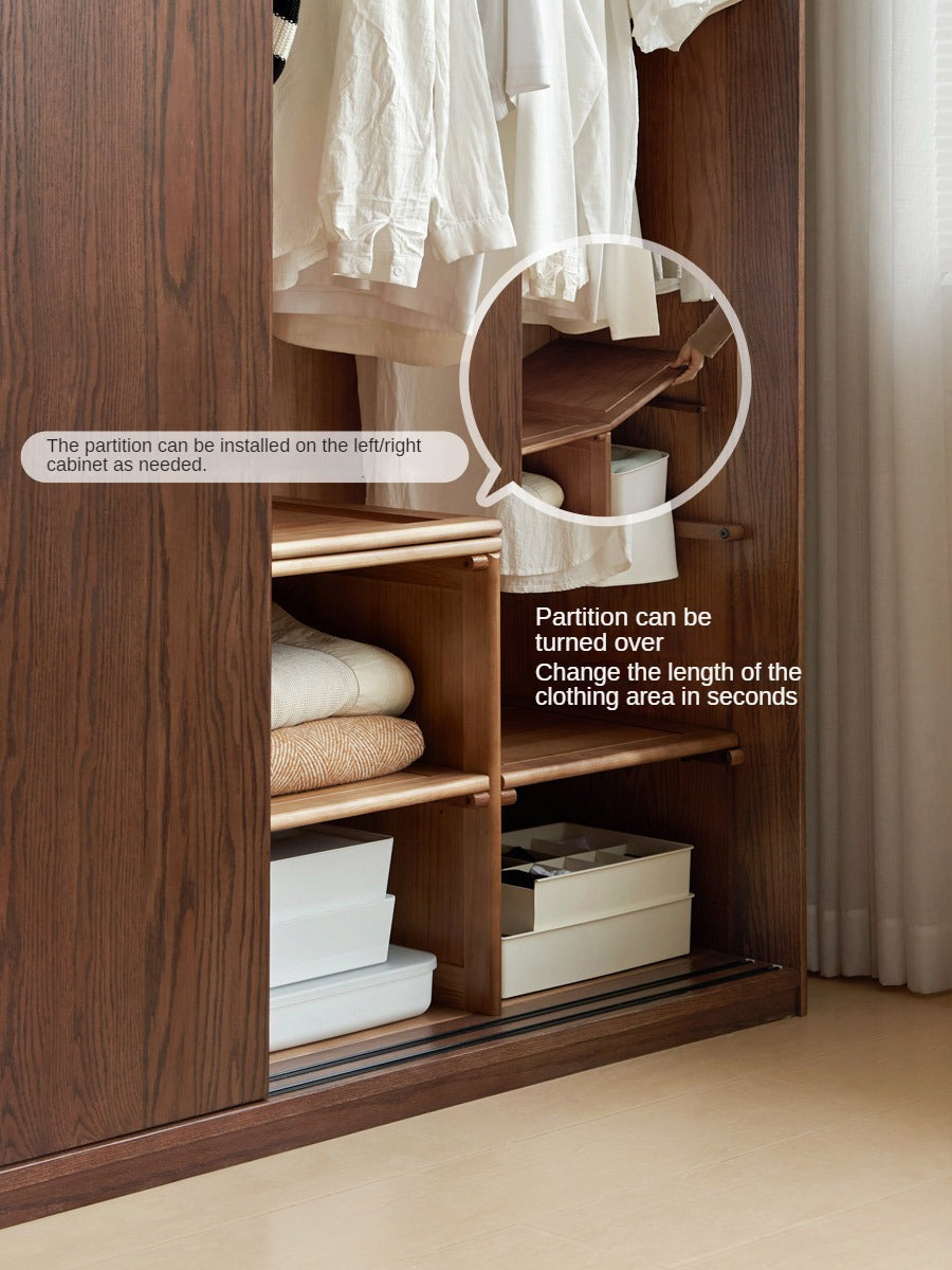 Solid Oak Wood Sliding Door Wardrobe Closet - Modern & Spacious Storage for Bedroom, Walk-In Closet, or Living Room Organization