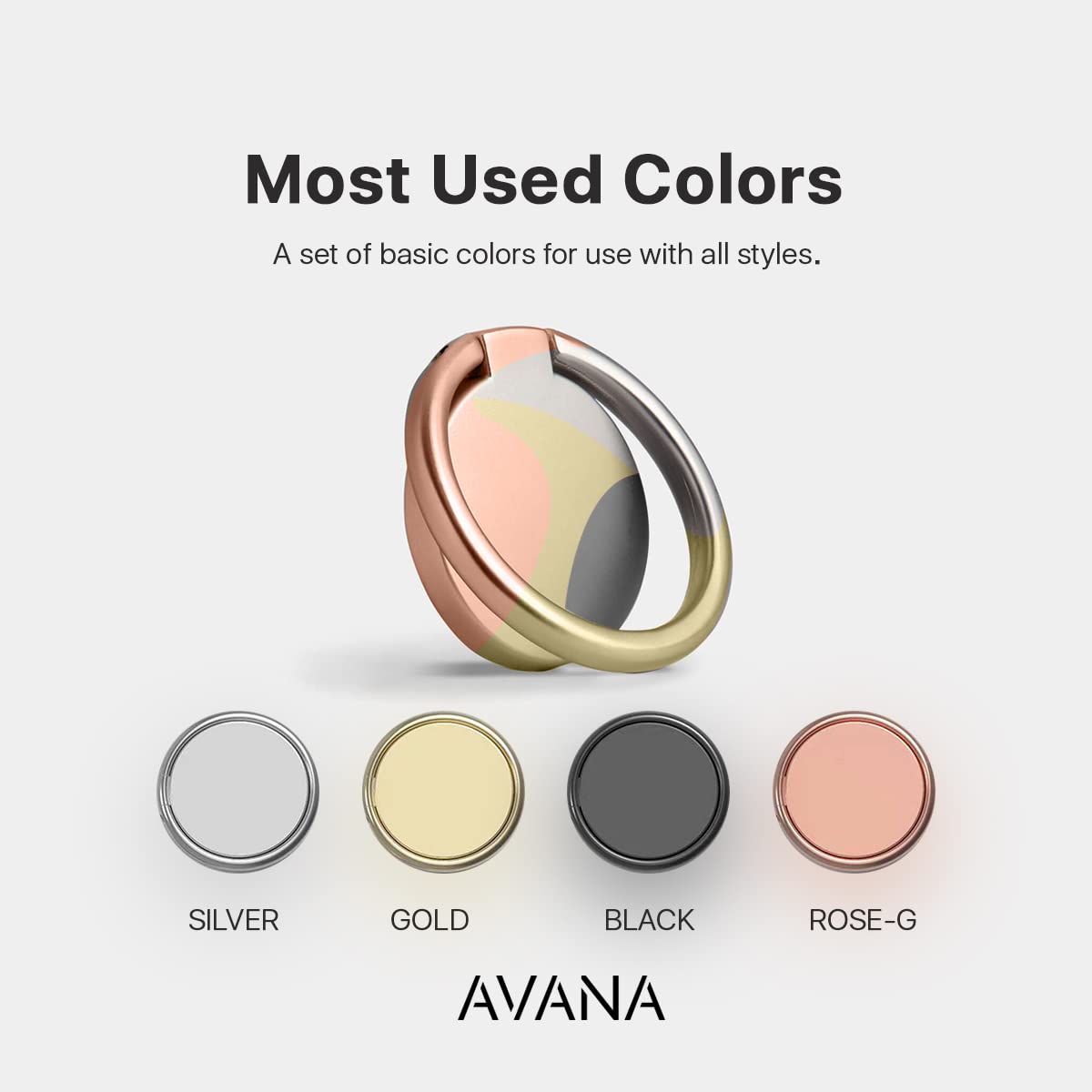 Avana 360° Rotatable & 180° Foldable Phone Ring Holder - Universal Magnetic Phone Grip for iPhone, Samsung, Huawei - Gold Phone Stand & Car Mount Accessory - Perfect for Selfies, Driving & Hands-Free Use