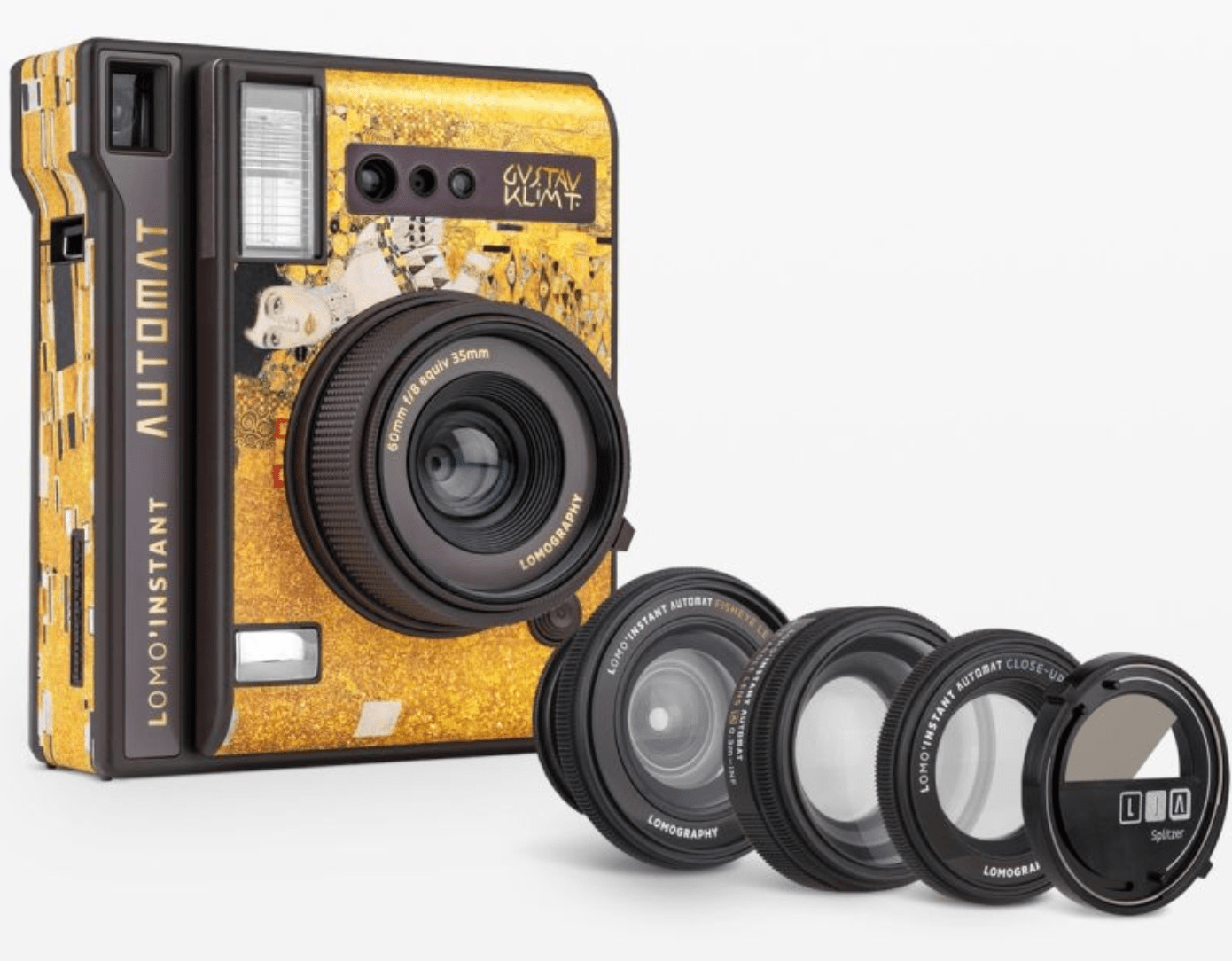 Lomography Lomo’Instant Automat Camera with Lenses - Klimt Gold Leaf Edition | Instant Film Camera for Travel, Parties & Creative Photography