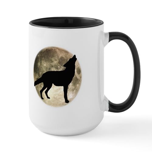 White/Black Inside - Coyote Howl Moon Large Mug