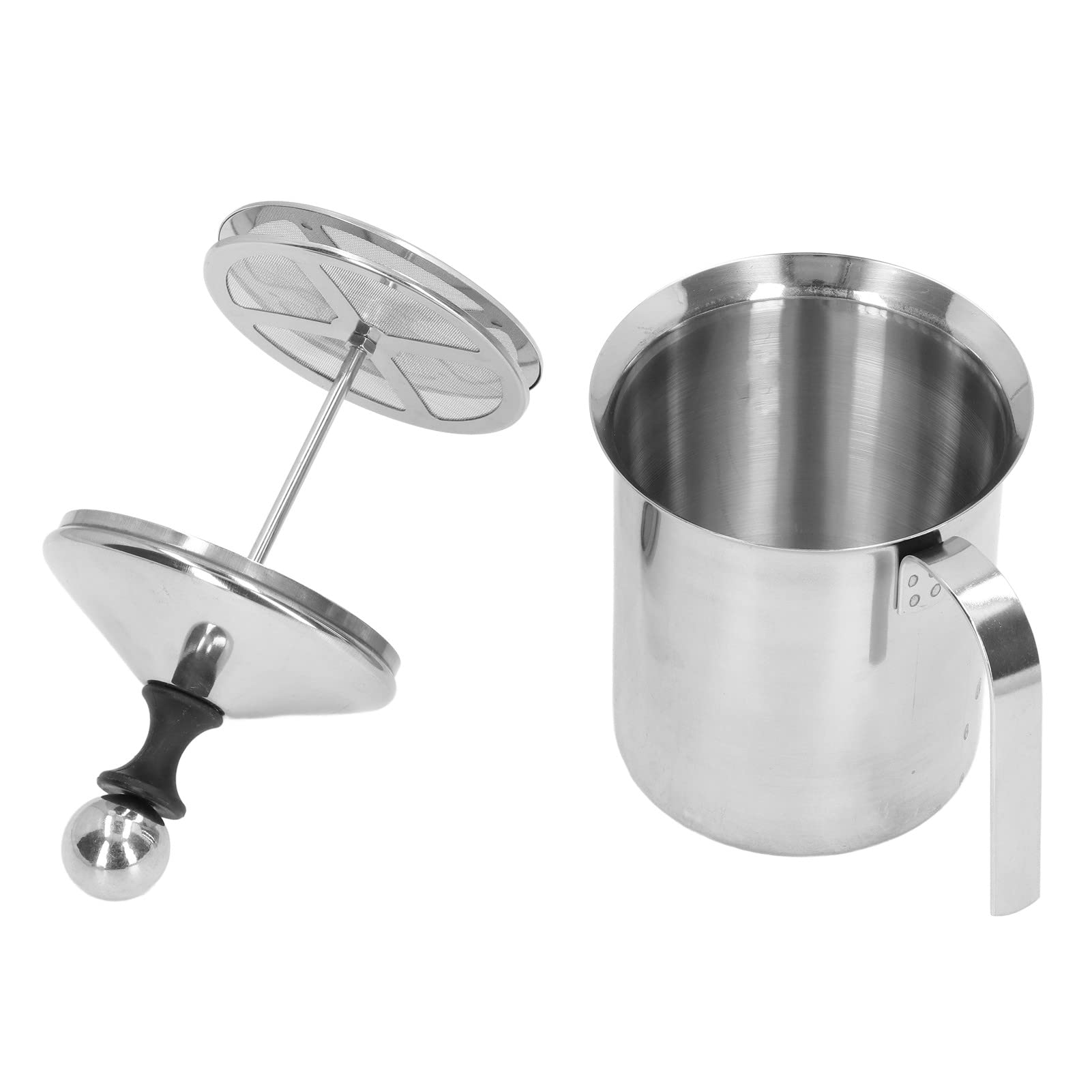 Premium Stainless Steel Manual Milk Frother - Hand Pump Milk Foamer with Double Layer Design for Perfect Lattes & Cappuccinos | Ideal for Home, Café & Restaurant Use