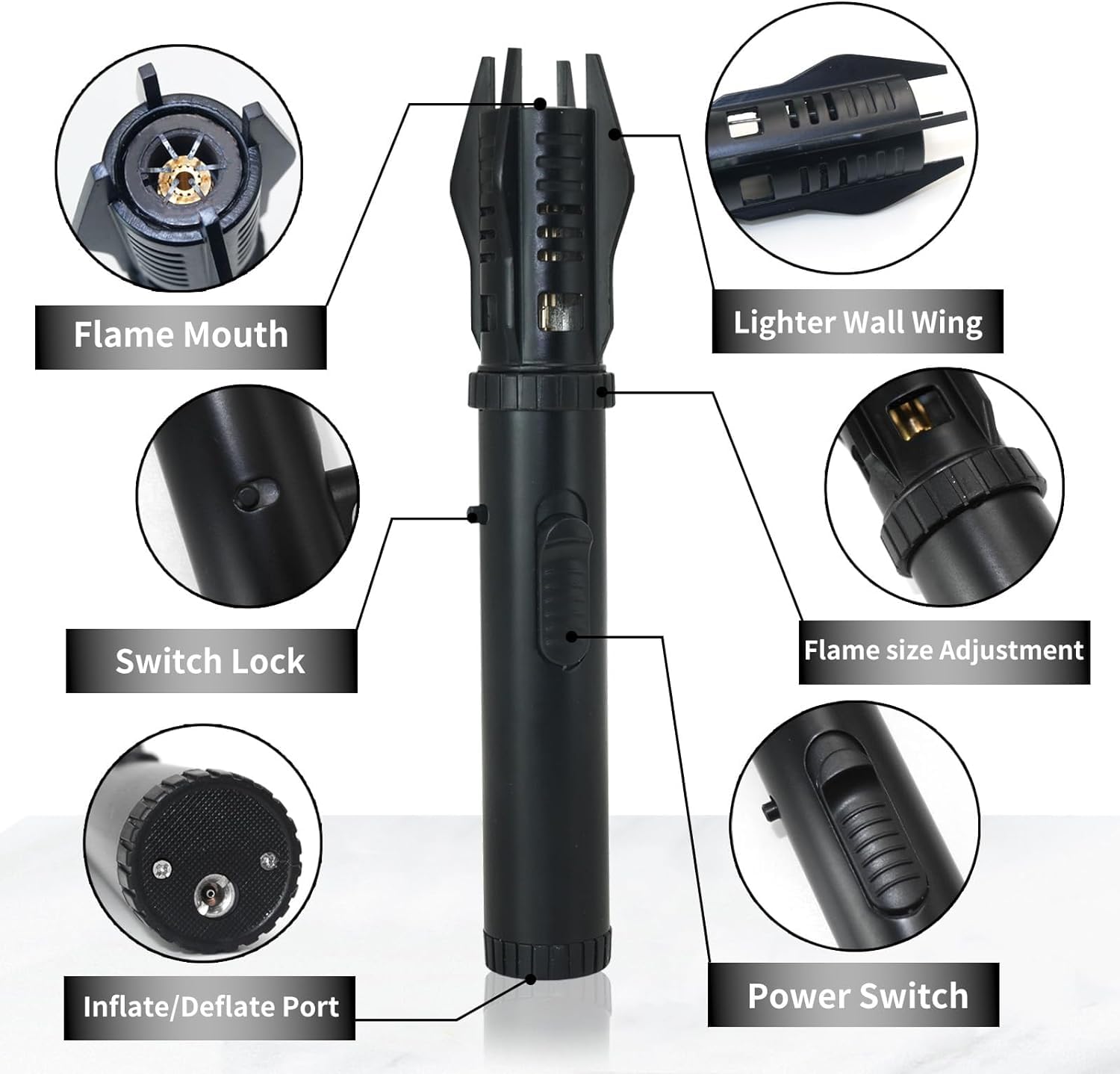 Refillable Butane Torch Lighter with Adjustable Red/Blue Flame - Windproof Jet Lighter with Safety Lock for Candles, Camping, BBQ & Baking - Perfect for Outdoor Adventures, Home Use & Gifts