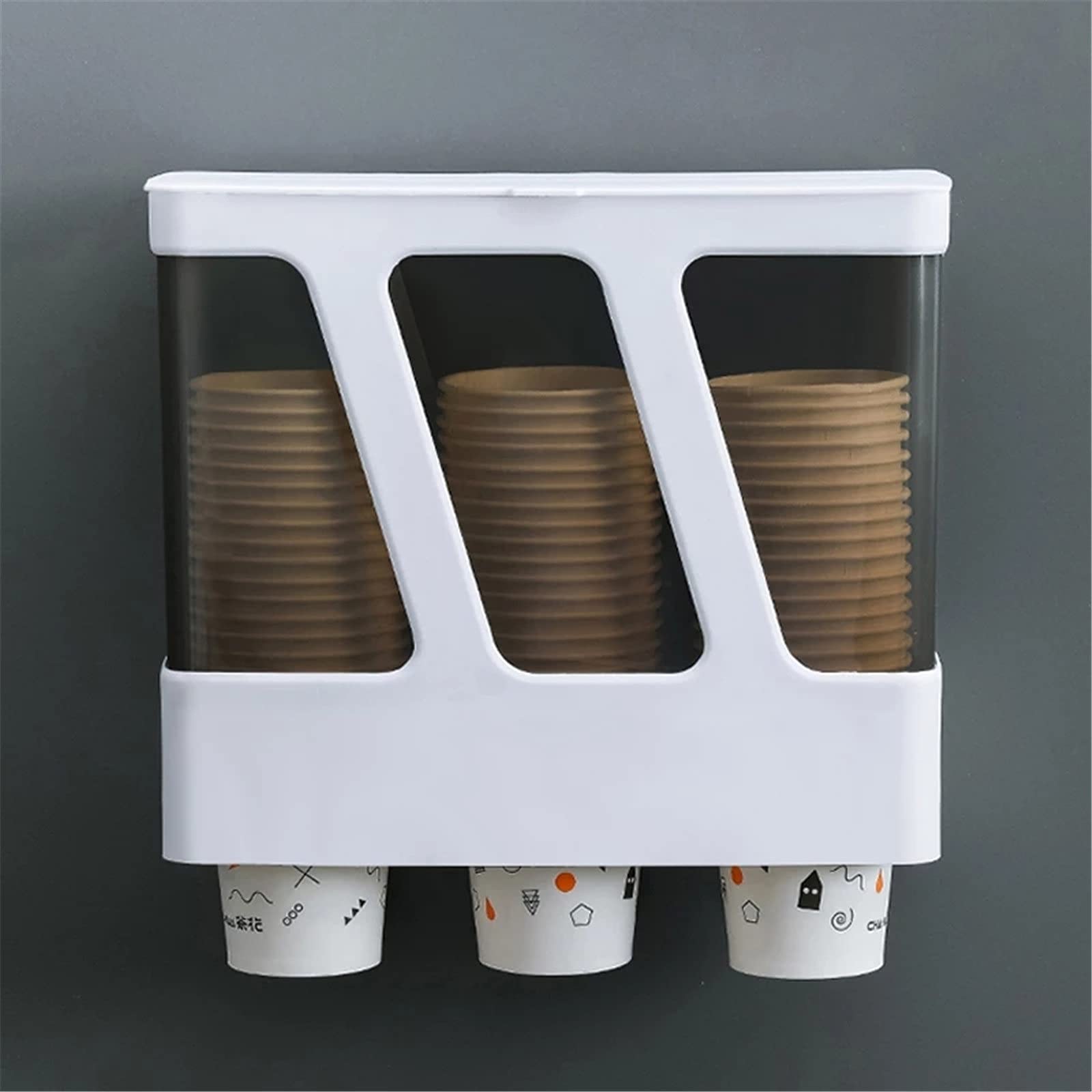 White Wall Mounted Disposable Cup Dispenser - Buckle Type Paper Cup Holder for Household & Office Water Dispensers | Easy Access & Space Saving Solution for Kitchens, Break Rooms & Events