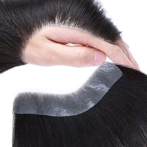 Natural Human Hair Toppers for Men - AHS Front Line Hair Patch with Straight Tape, Hair Extensions for Hairline Loss (Natural Haircolor) | Perfect for Daily Wear, Cosplay & Confidence Boost