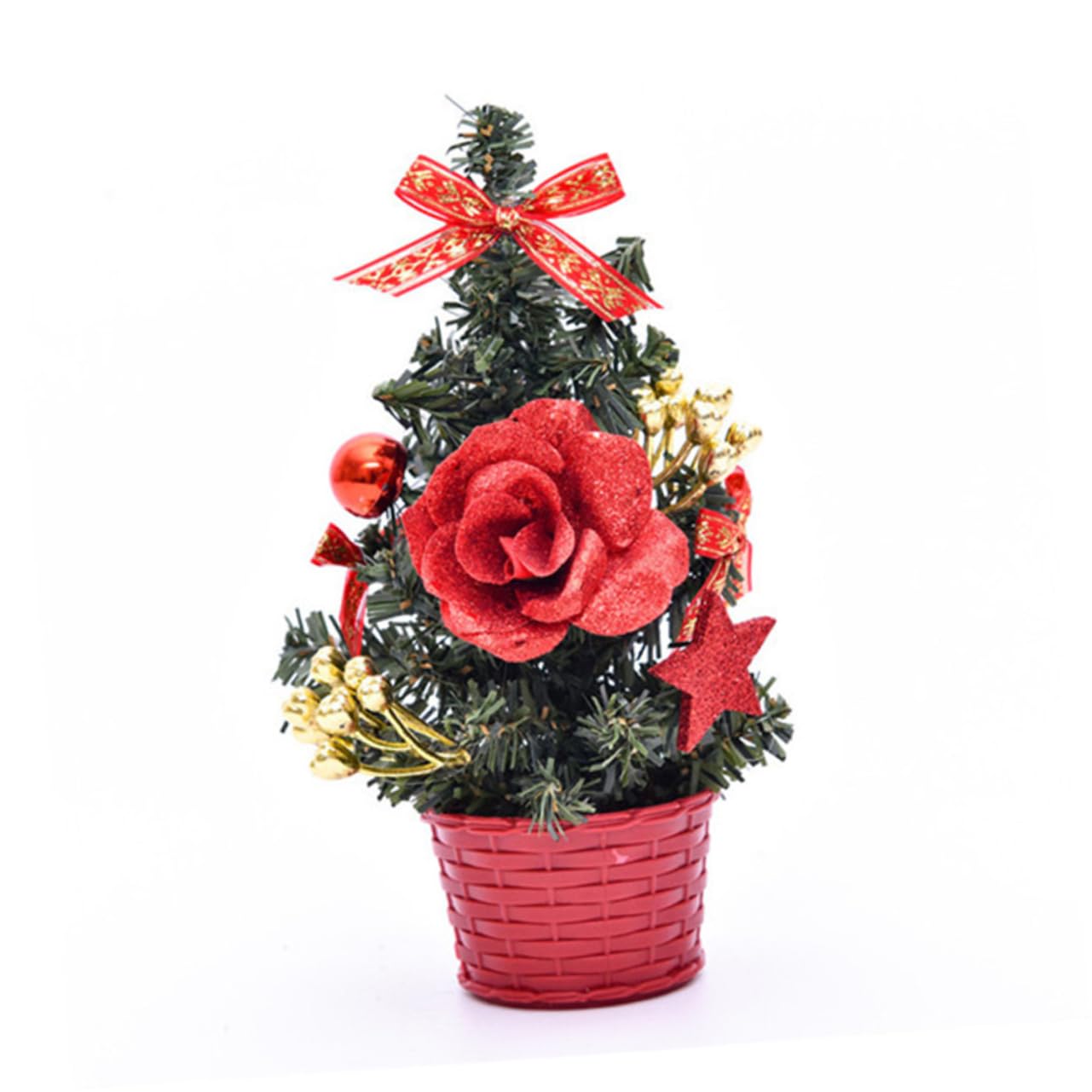2 Pack Mini Artificial Christmas Trees - 20cm Purple Red Xmas Decor for Home, Office, Store, Wedding Tabletop & Holiday Decoration | LIOOBO Potted Plants Model for Festive Season, Christmas Party & Winter Wedding Centerpieces