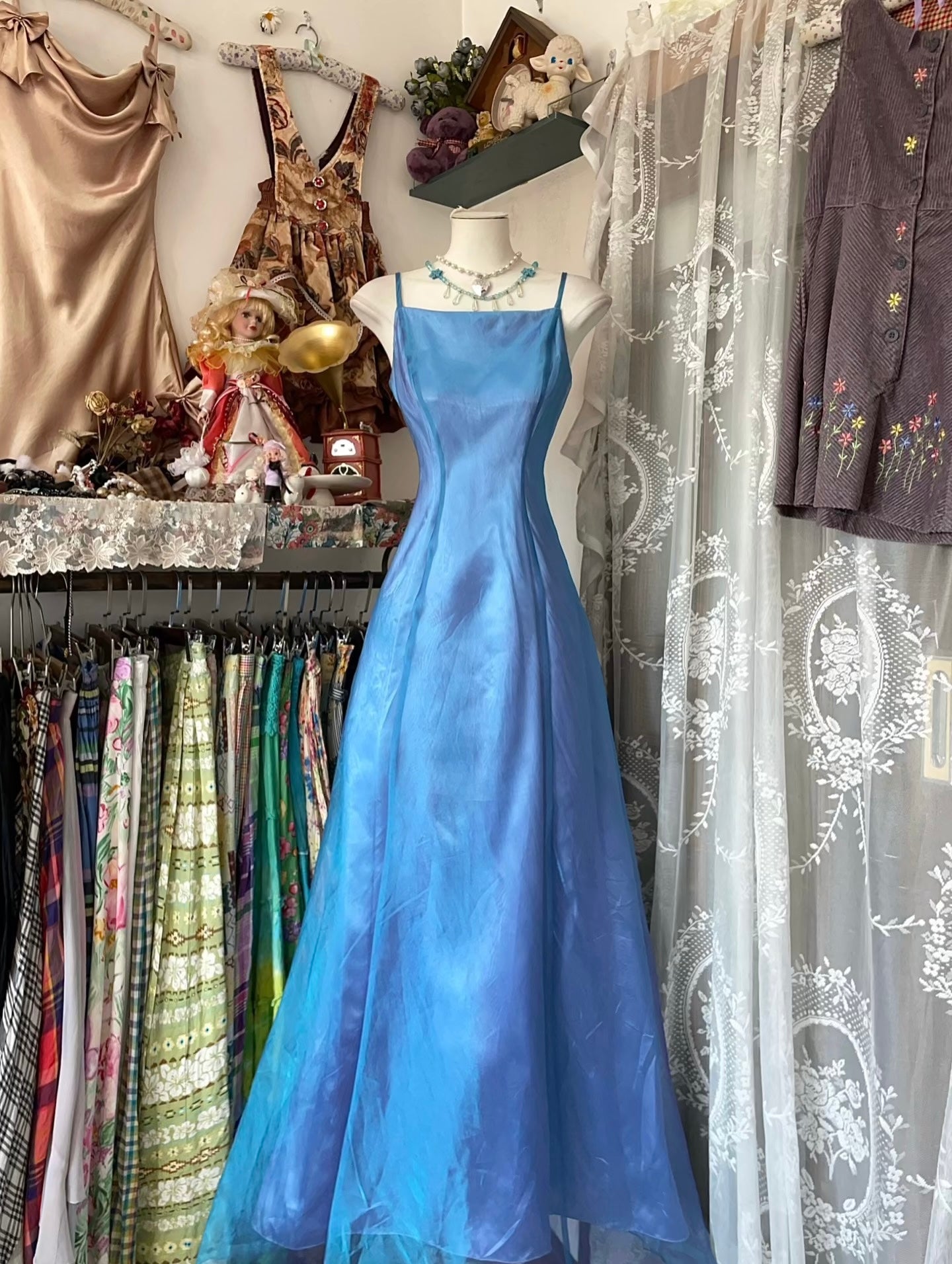 Elegant A-Line Blue Long Prom Dress - Vintage Formal Gown J5014 for Homecoming, Evening Parties & Special Occasions