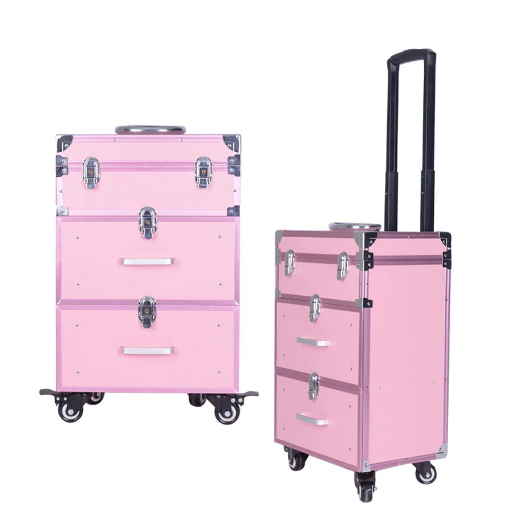 Professional PVC Cosmetic Trolley Case with Copper Core Lock - High Capacity Makeup Storage for Nail, Tattoo & Beauty Kits - Universal Wheel Lock & Double Drawer Design | Perfect for Salon, Spa & Mobile Beauty Professionals