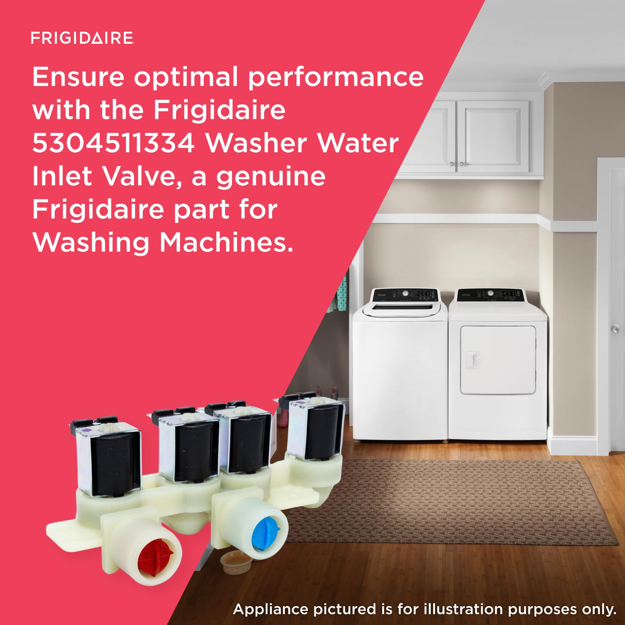Frigidaire 5304511334 Washing Machine Water Inlet Valve Replacement Part - Compatible with Frigidaire Washers - Perfect for DIY Repairs and Home Laundry Maintenance