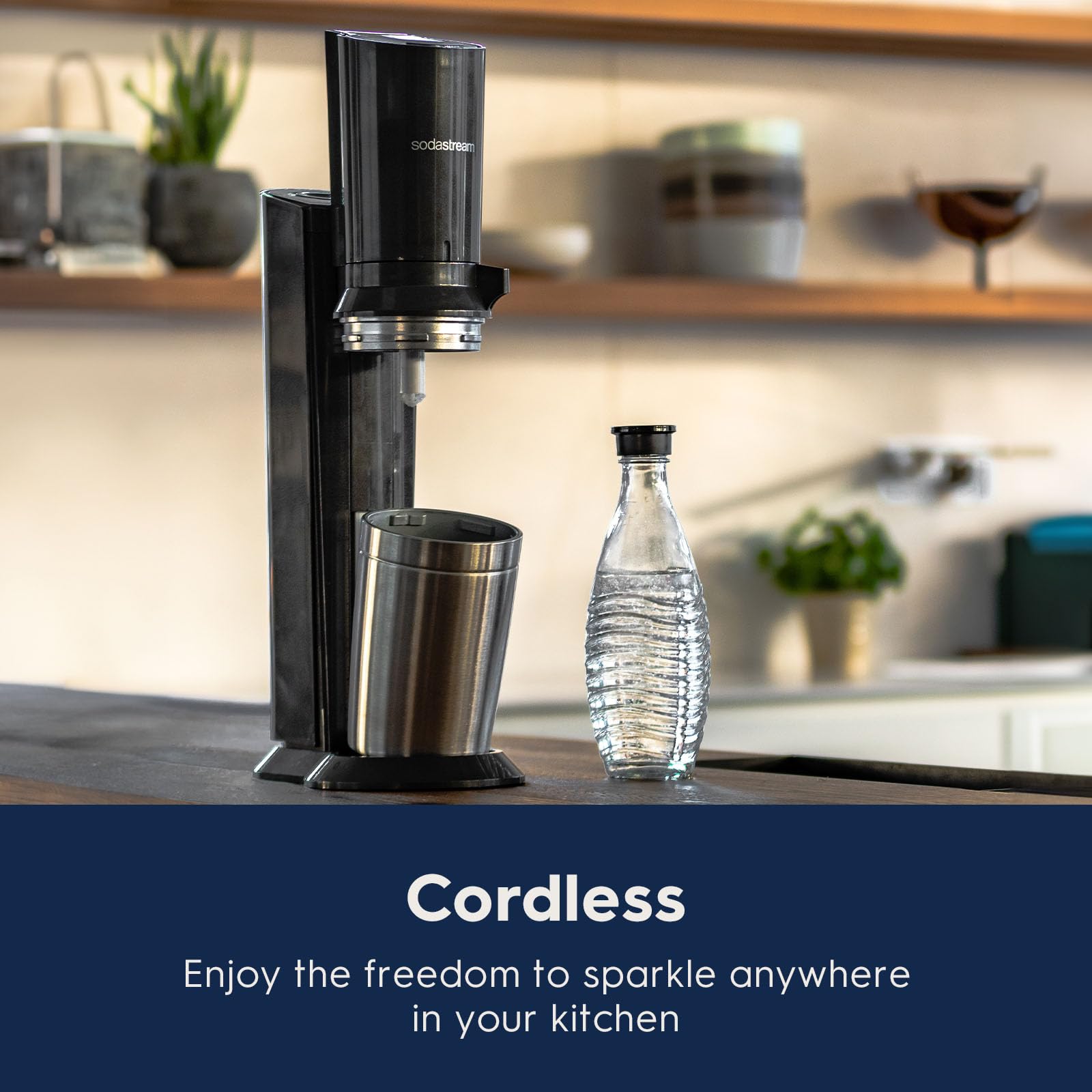 SodaStream Aqua Fizz Sparkling Water Maker Starter Kit with Glass Carbonator & CQC CO2 System - Includes 2 Elegant Glass Carafes, 1 CO2 Cylinder | Dishwasher Safe | Black | Perfect for Home, Office & Parties