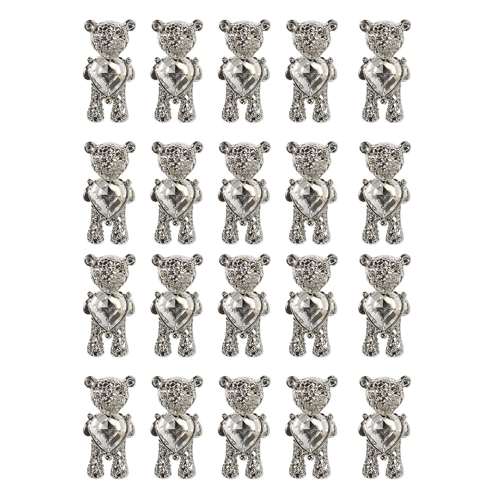 3D Bear Nail Rhinestones - 20PCS Alloy Cute Shape Nail Art Decor for DIY Nail Salon & Crafts | Perfect for Nail Design, Manicures, and Creative Nail Art Projects