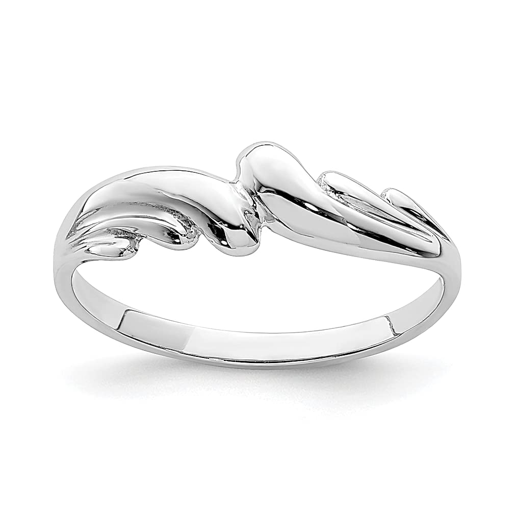 14K White Gold Wave Ring for Women - Elegant Stackable Dainty Jewelry Gift for Her - Perfect for Anniversaries, Birthdays & Everyday Wear