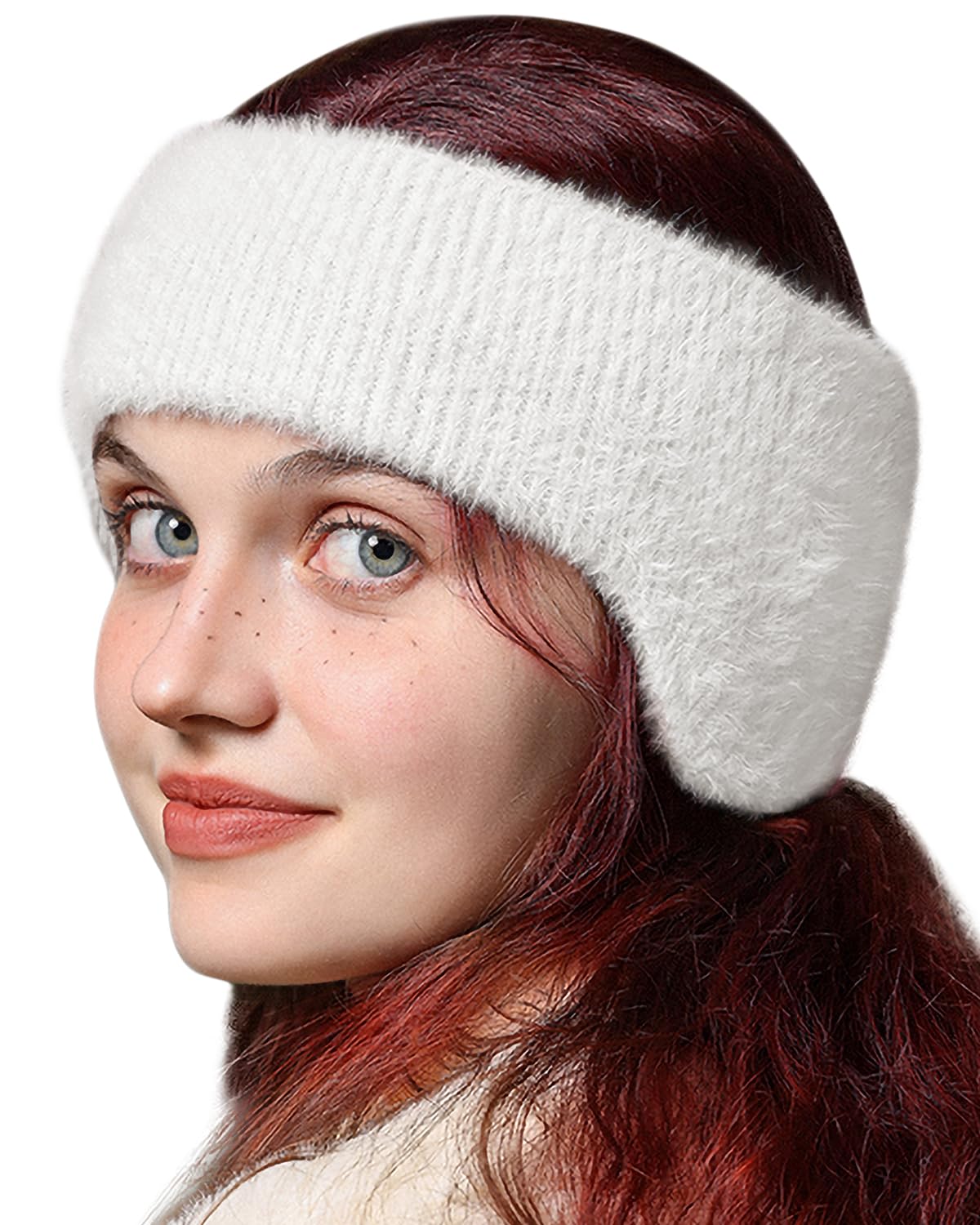 Women's Double Layer Thick Knitted Fuzzy Winter Headband - Fleece Ear Warmers & Head Wrap for Skiing, Running & Outdoor Activities | Cozy Winter Accessory Gift