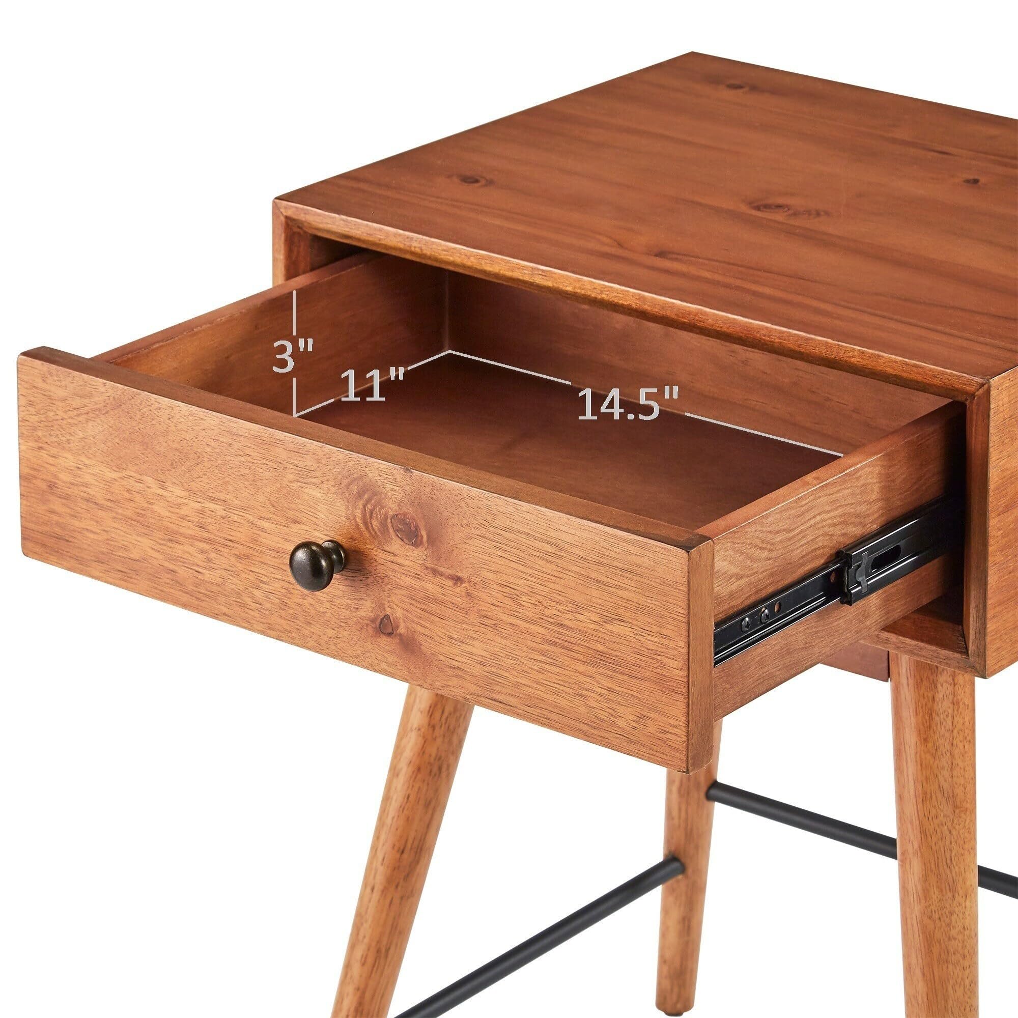 Modern Brown Inspire Q Aksel Wood 1-Drawer End Table - Nightstand for Bedroom, Living Room, or Office - Solid Wood Side Table with Storage