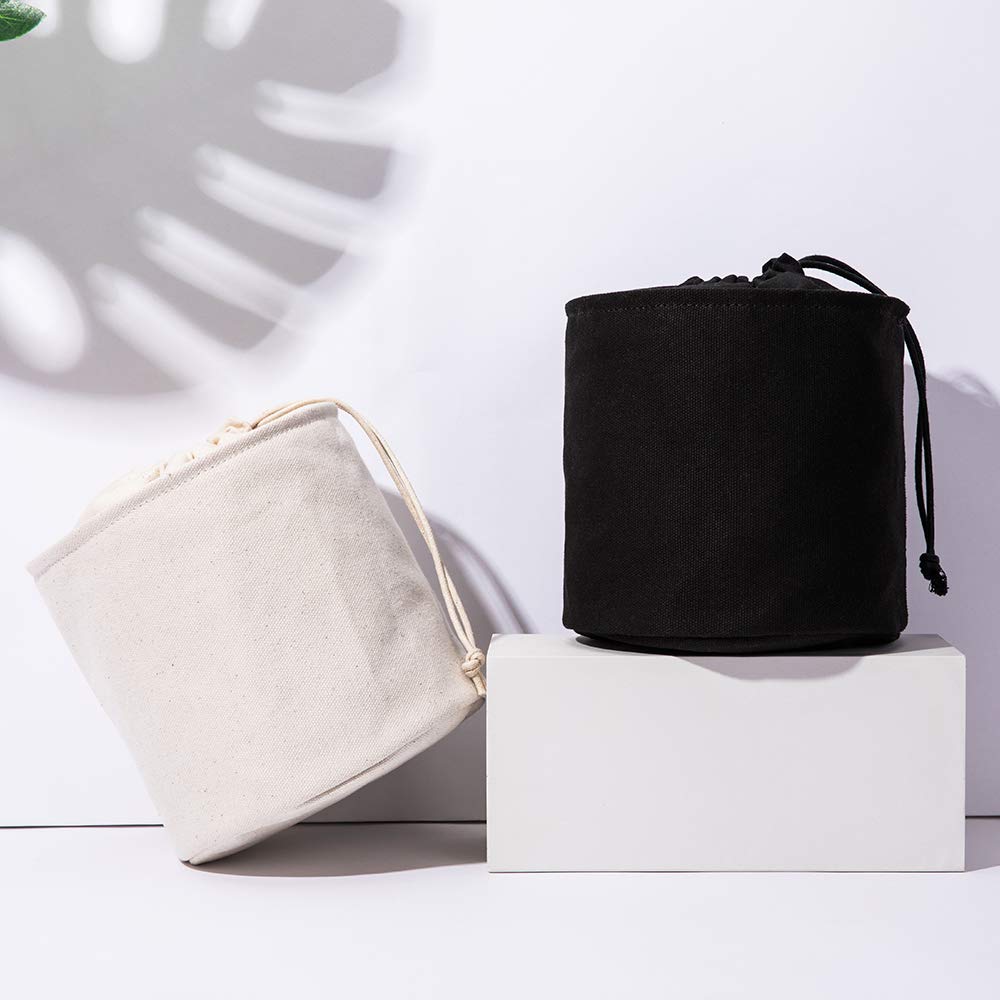 Women's Tall Round Handbag Organizer Insert - Canvas Purse Storage & Cosmetic Pouch for Makeup Essentials | Perfect for Bucket Bags, Travel & Daily Organization