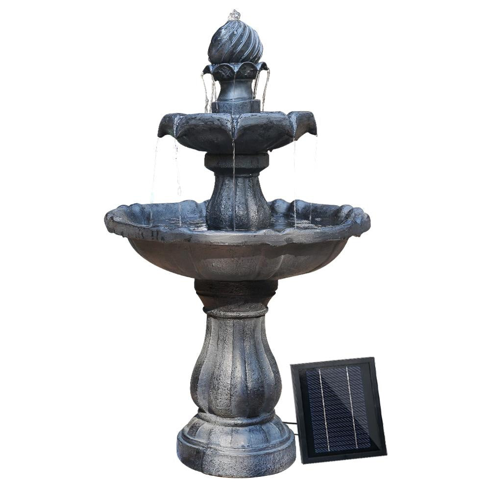 3 Tier Solar Powered Water Fountain for Garden, Patio, or Yard - Black Outdoor Decorative Water Feature for Relaxation & Bird Attraction