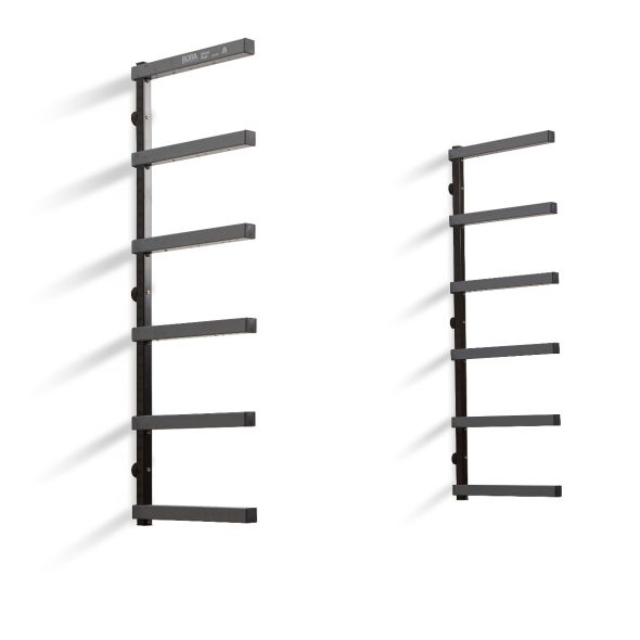 6-Tier Heavy Duty Lumber Storage Rack - Black & Gray Steel Shelving Unit for Wood, PVC Pipes & Garage Organization - Perfect for Workshop, Garage & Home Storage