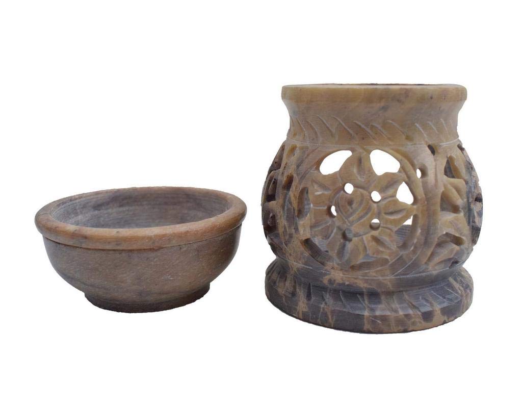IFH Burner Oil Candle Wax Melt Tart Warmer Diffuser with Tealight Holder - Soapstone Aromatherapy Essential Oil Warmer for Home, Spa & Meditation (BRN28)