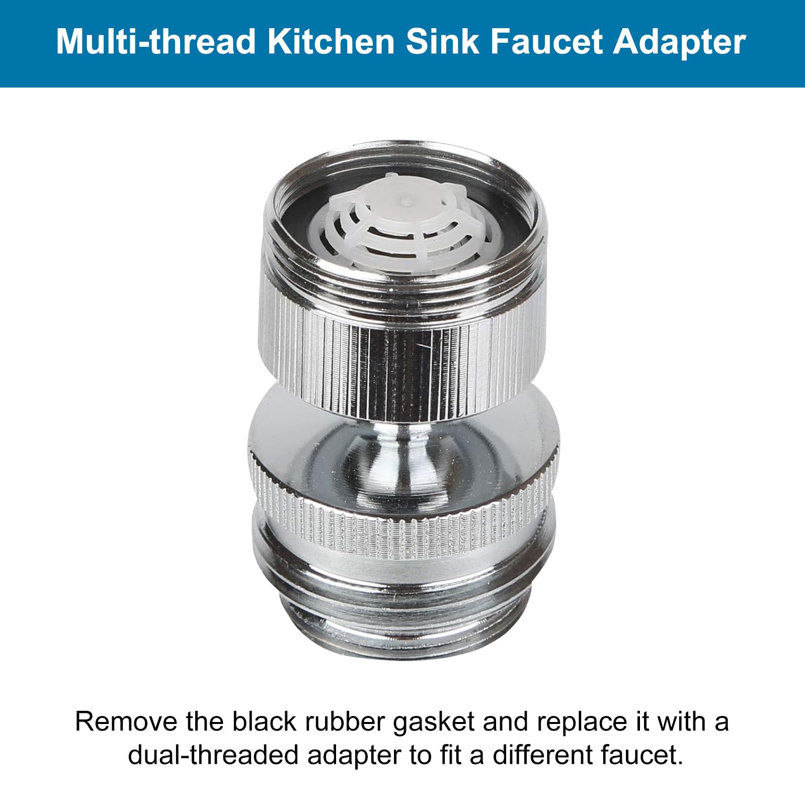 Hibbent 3/4 Inch Chrome Faucet Adapter Kit - Swivel Aerator to Garden Hose Connector for Kitchen Sink - Multi-Thread Universal Fit - Perfect for Outdoor Watering, Car Washing & Pet Bathing