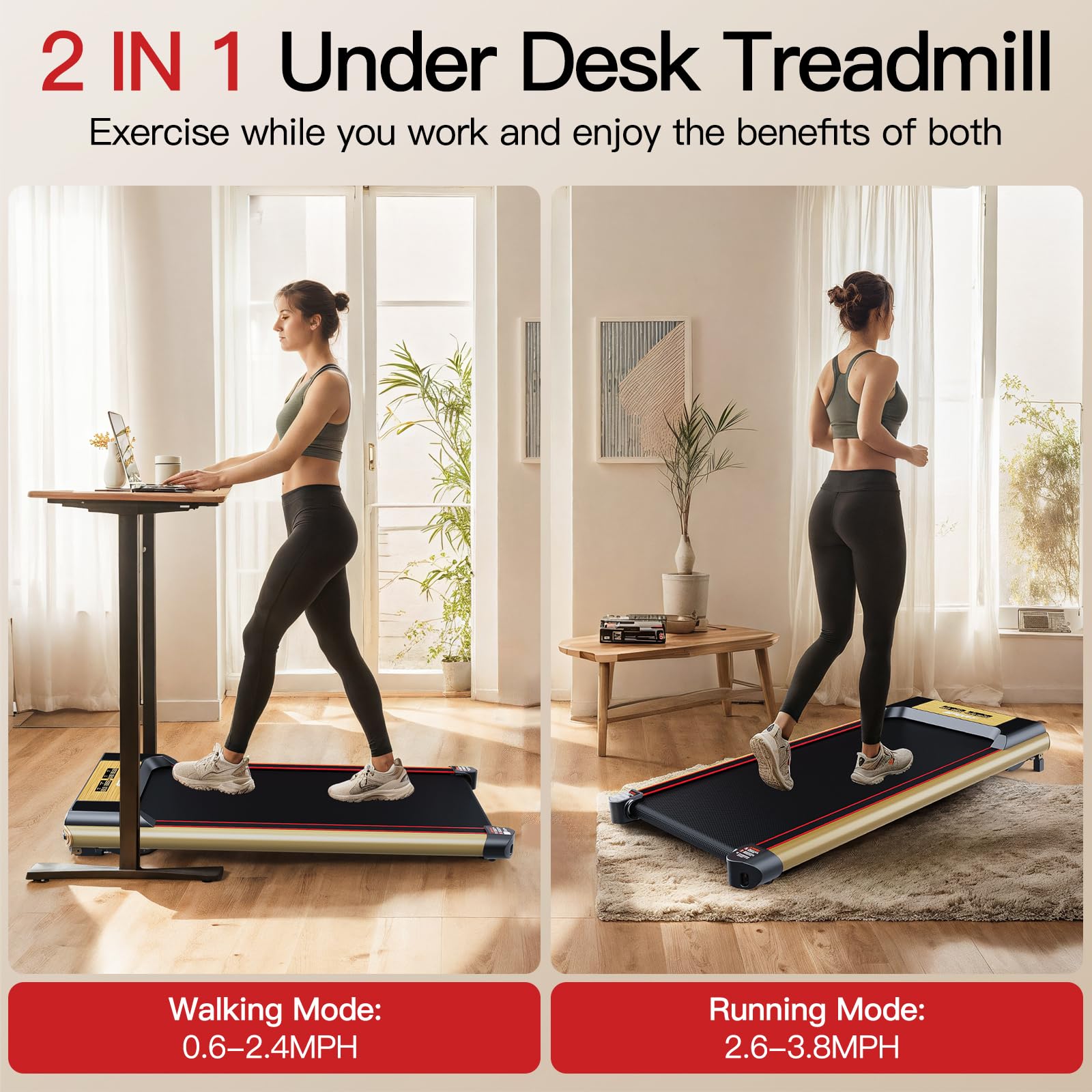 Foldable Walking Pad with Incline - Under Desk Treadmill for Home & Office, 265lbs Capacity Portable Jogging Machine with Reinforced Frame | Perfect for Small Spaces, Work from Home & Apartment Workouts