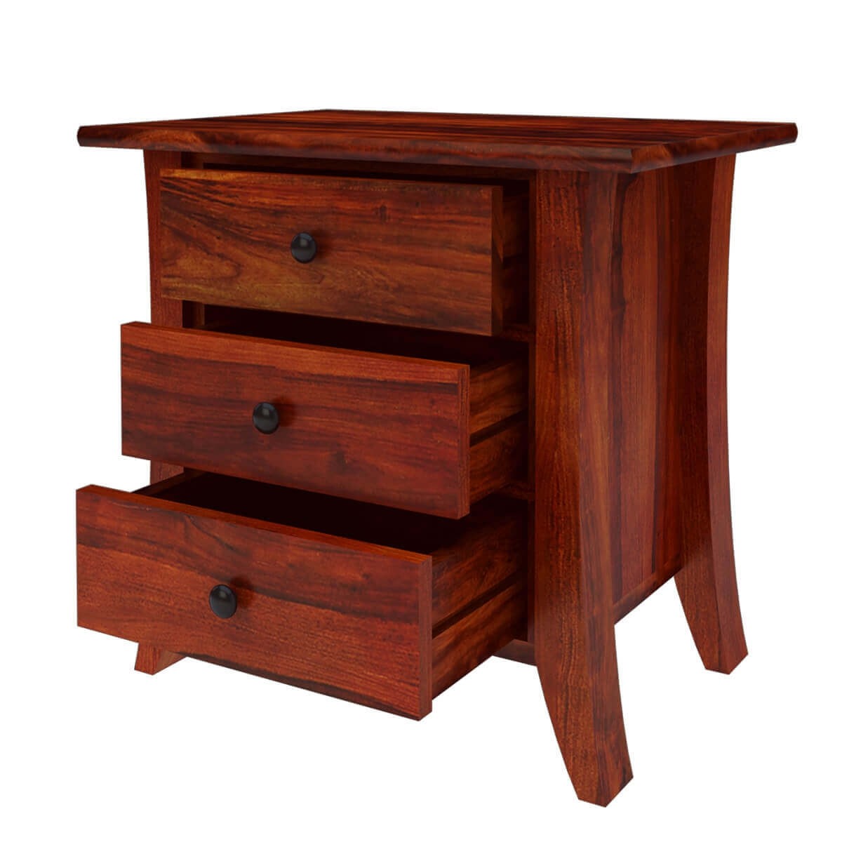 Modern Solid Wood 3-Drawer Nightstand with Sleek Design - Perfect for Bedroom, Living Room & Small Spaces - Georgia Home Decor