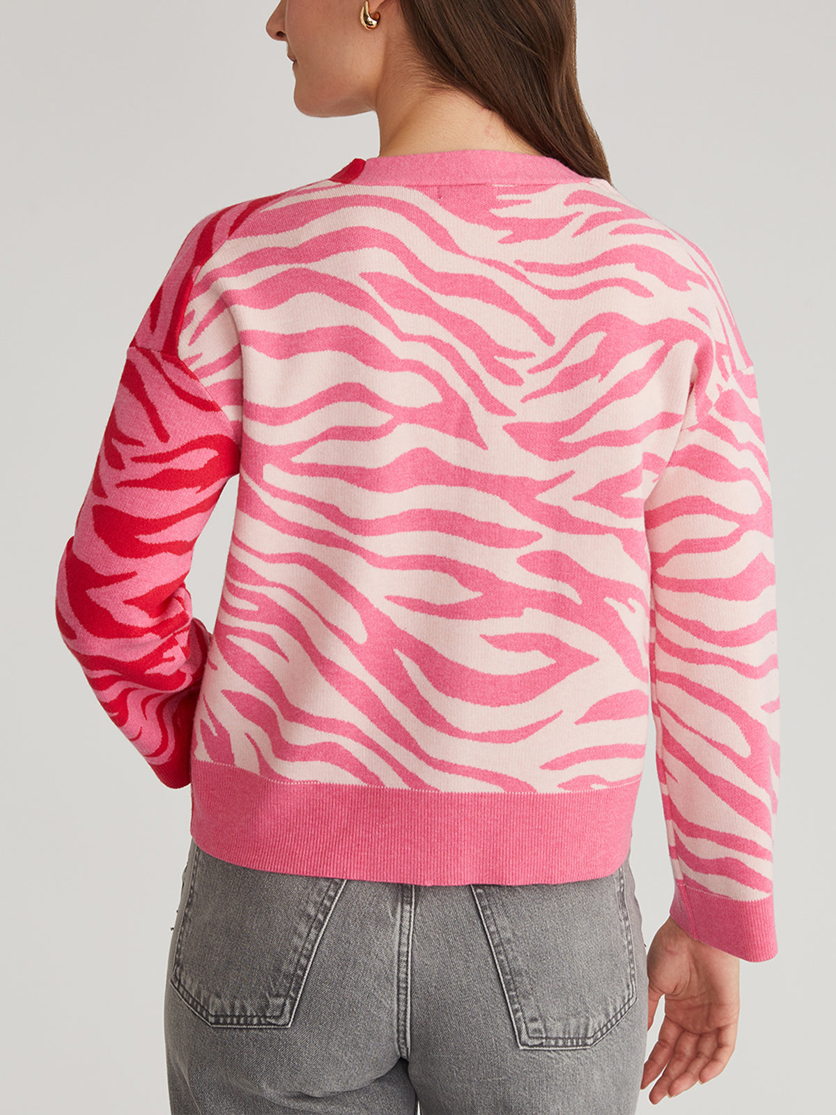 Nicole Women's Colorblock Zebra Print Cardigan - Soft Long Sleeve Open Front Sweater for Casual Outfits & Office Wear