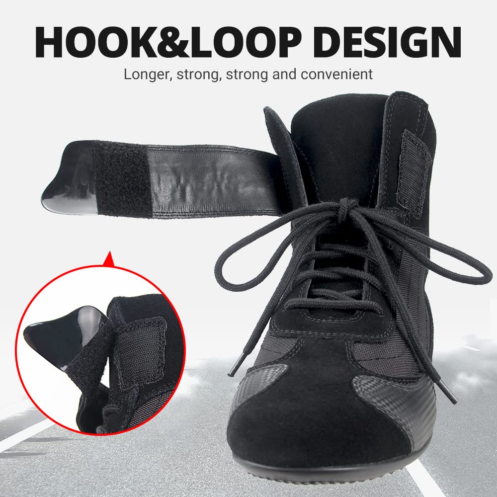 HEROBIKER Men's Motorcycle Combat Boots - Durable Racing & Hiking Shoes for Outdoor Work & Adventure - Mid Ankle Safety Footwear for Riding, Construction & Tough Terrain