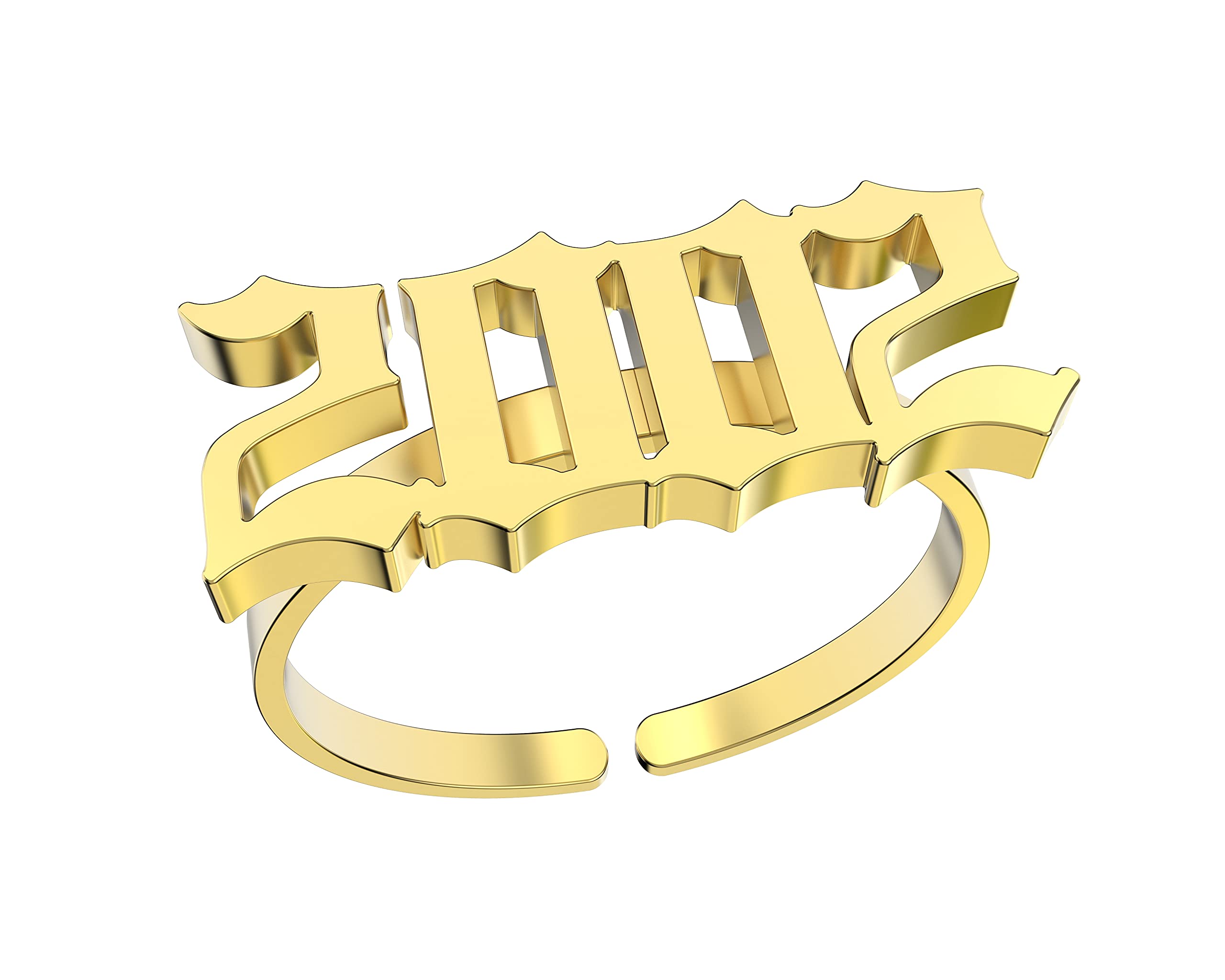Haobase Stainless Steel Birth Year Rings for Women & Men - Adjustable Gold Wedding Band Jewelry - Perfect for Anniversaries, Engagements & Gifts
