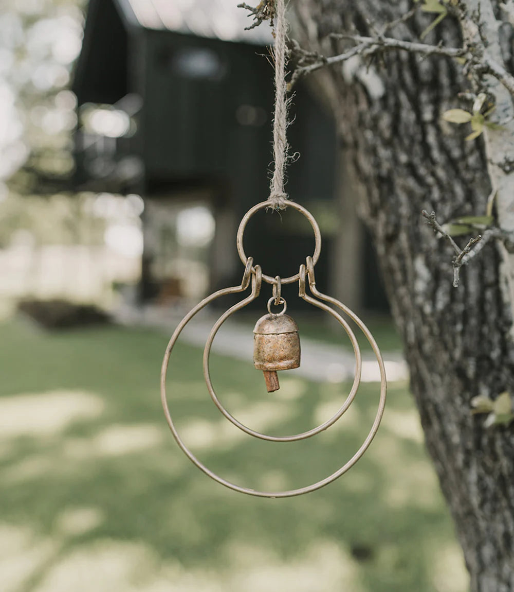 Air Element Hoops Bell Wind Chime - Outdoor Garden Decor, Patio Hanging Wind Chimes for Relaxation & Meditation | Perfect for Backyard, Porch & Balcony