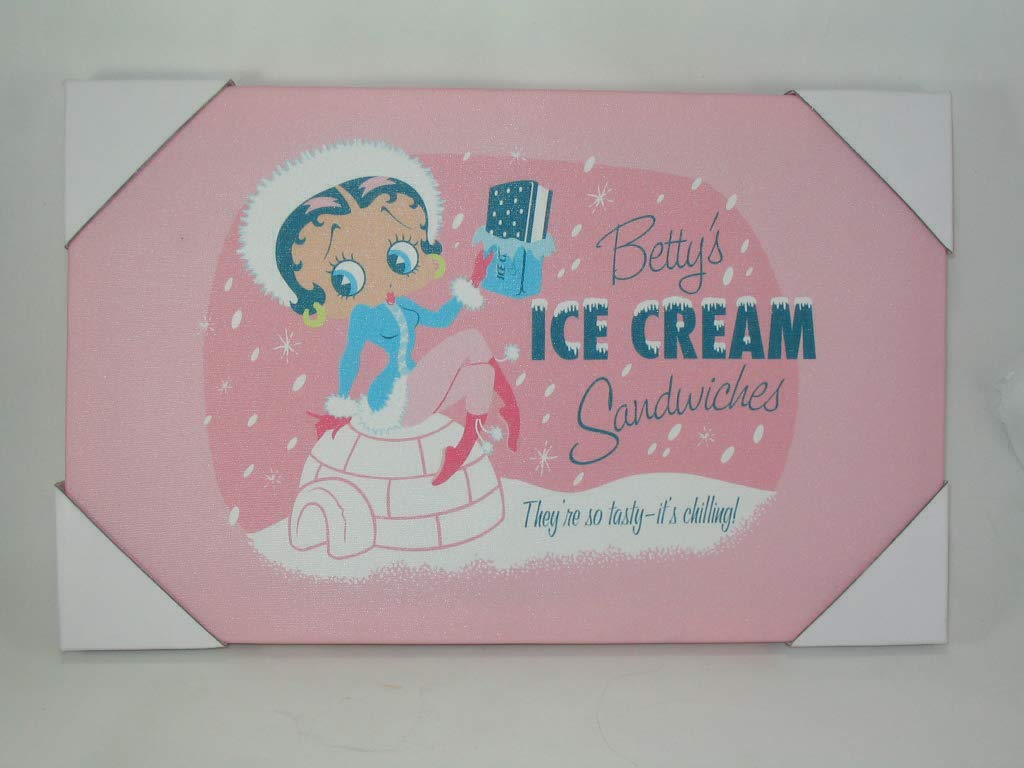 Betty Boop Canvas Print - Gallery Wrapped Wall Art Picture of Betty with Ice Cream Sandwich - Perfect for Home Decor, Living Room, Bedroom & Office Wall