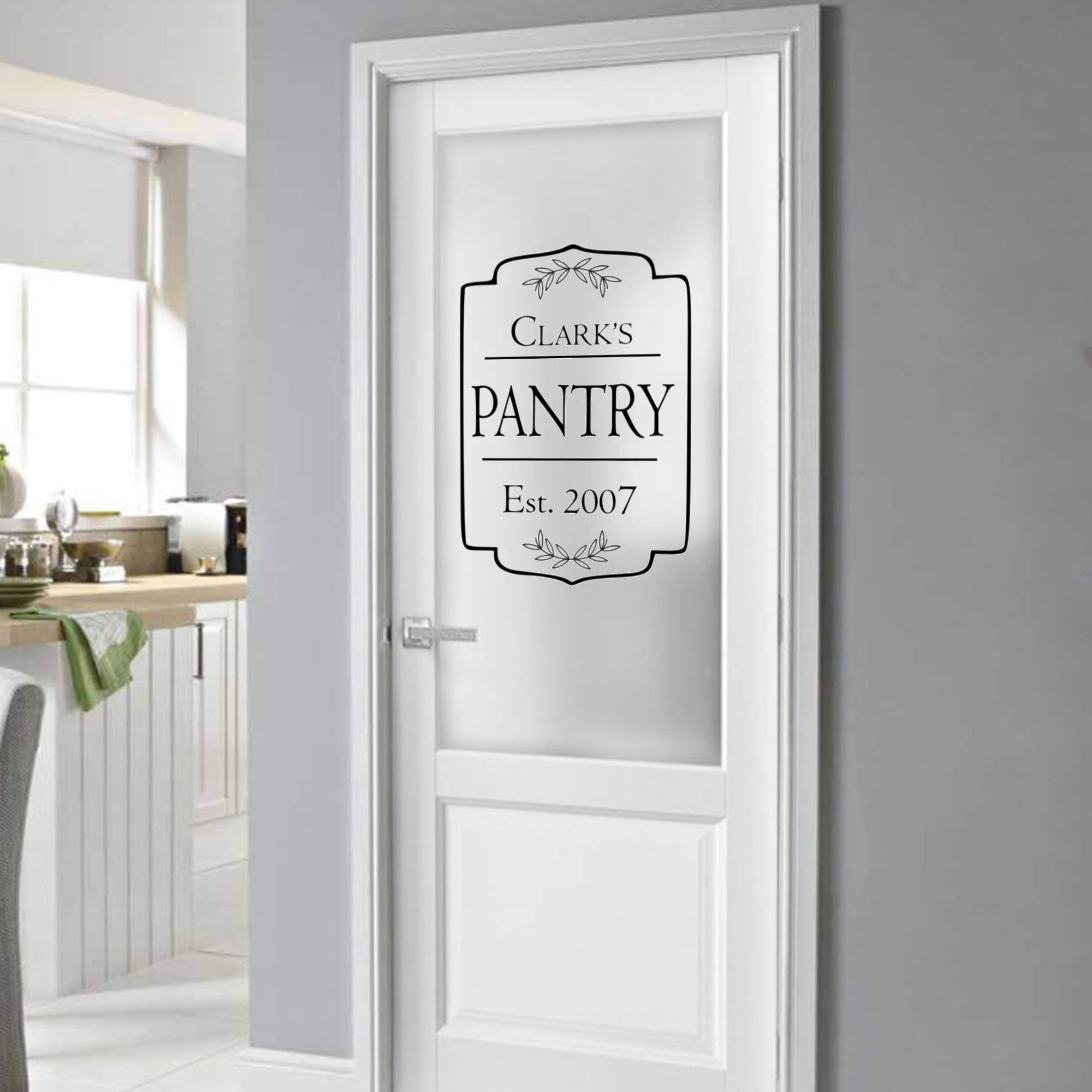 Custom Kitchen Pantry Door Decal - Personalized Last Name & Year Sticker for Home Decor | Perfect for Farmhouse & Modern Kitchens