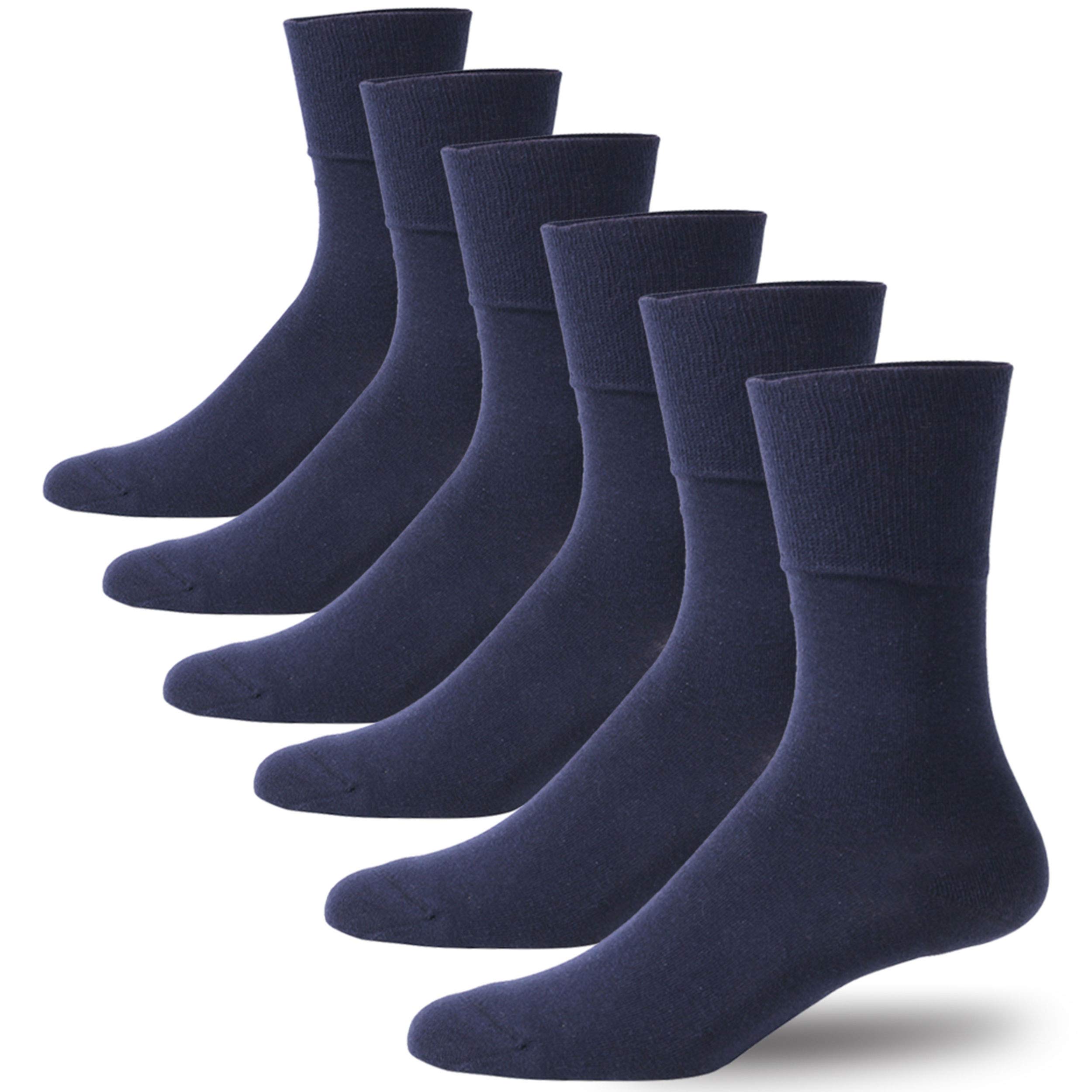 **Forcool Non-Binding Diabetic Socks for Men & Women - Breathable Cotton Crew Socks (M/L/XL, 3/6 Pairs) - Ideal for Diabetes, Circulation & Daily Comfort**    *(Perfect for work, travel, or relaxing at home - soft, non-slip, and supportive for sensitive feet!)*