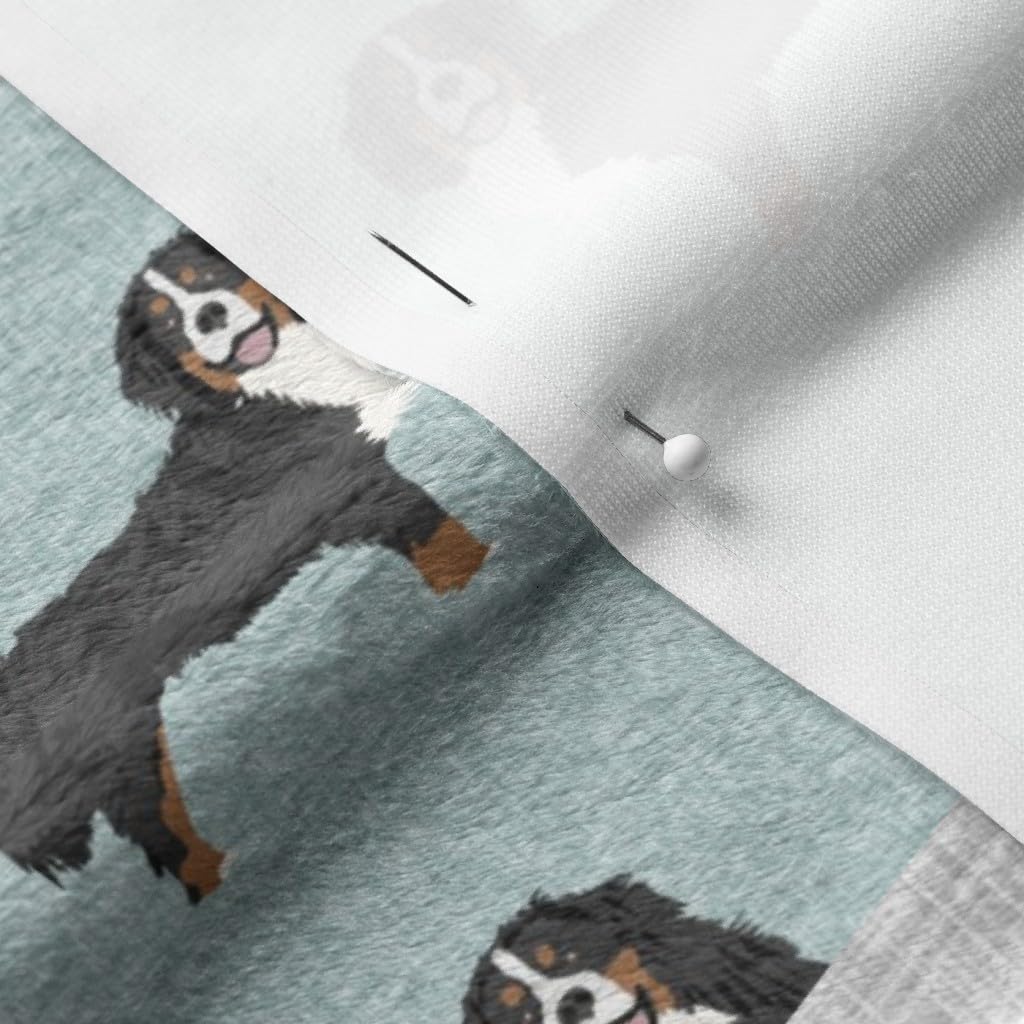 Bernese Mountain Dog Printed Minky Fabric - Soft Plush Fat Quarter for Baby Blankets, Quilt Backing & Sewing Projects - Pet Portrait Wholecloth Cheater Quilt Fabric - Perfect for DIY Crafts, Home Decor & Gift Making